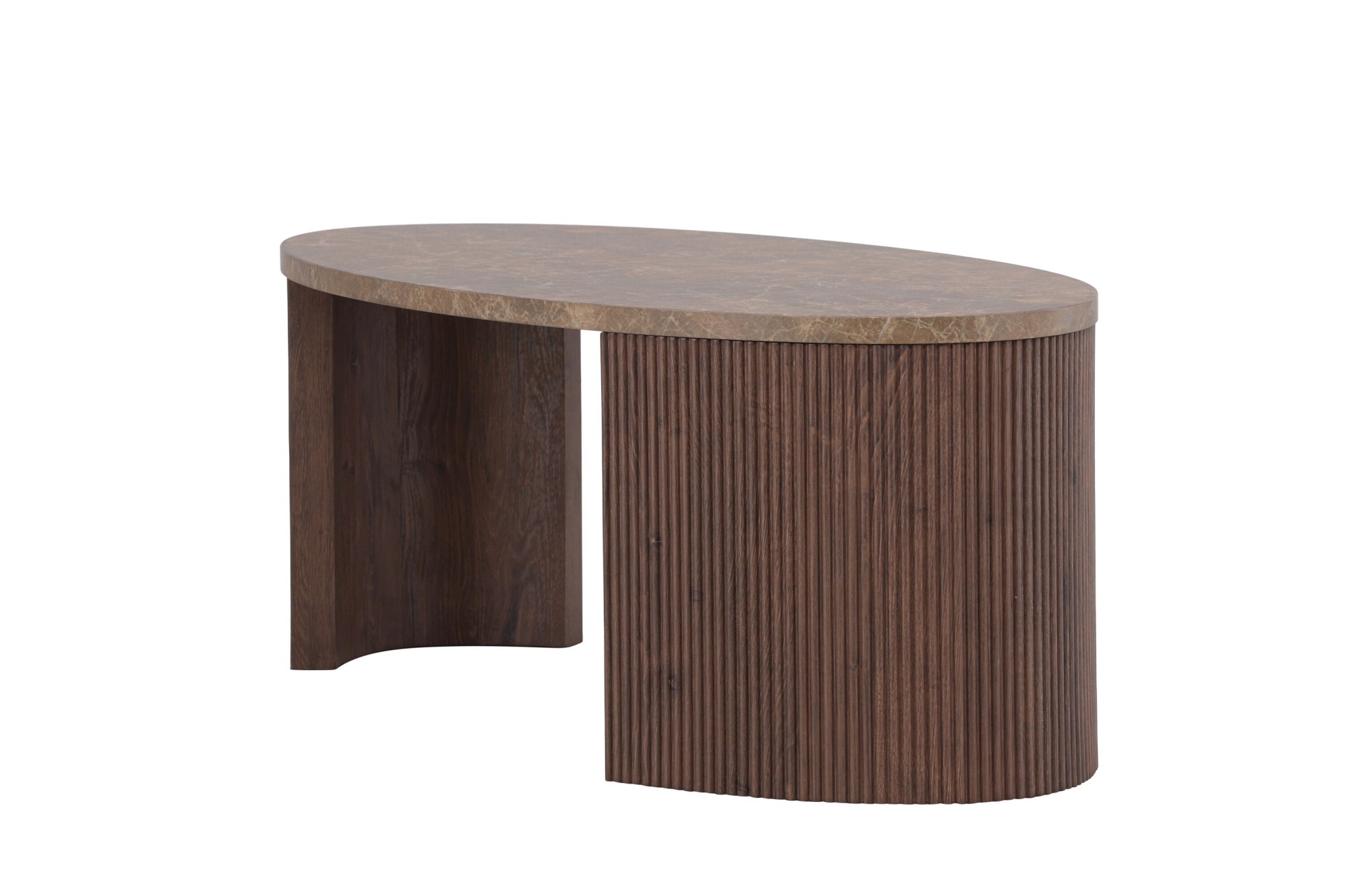 Venture Home Couchtisch »Bristol, ovaler Couchtisch 120 × 60 cm in Mocca mit grauer Steinoptik« Sofatisch, MDF, 3D-Papier, oval, kontrastreich, raffiniert