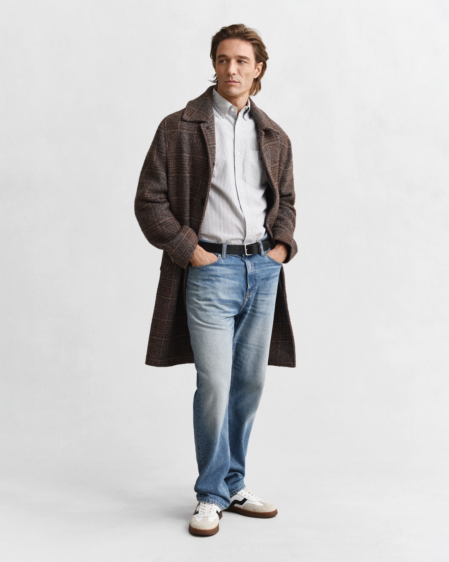 Gant pour homme. 3000230 Chemise Oxford à coupe régulière, rayures fines bleues (M), Casuel, Coton, Classique, Manche longue 3