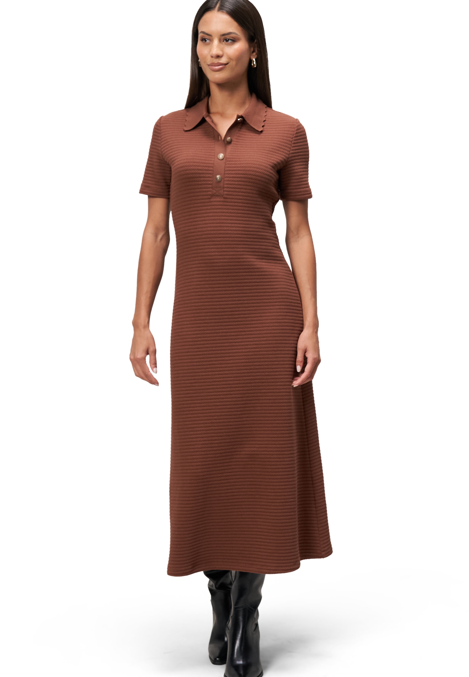 Zero Strickkleid "zero Strickkleid mit Polokragen", Knopfleiste günstig online kaufen