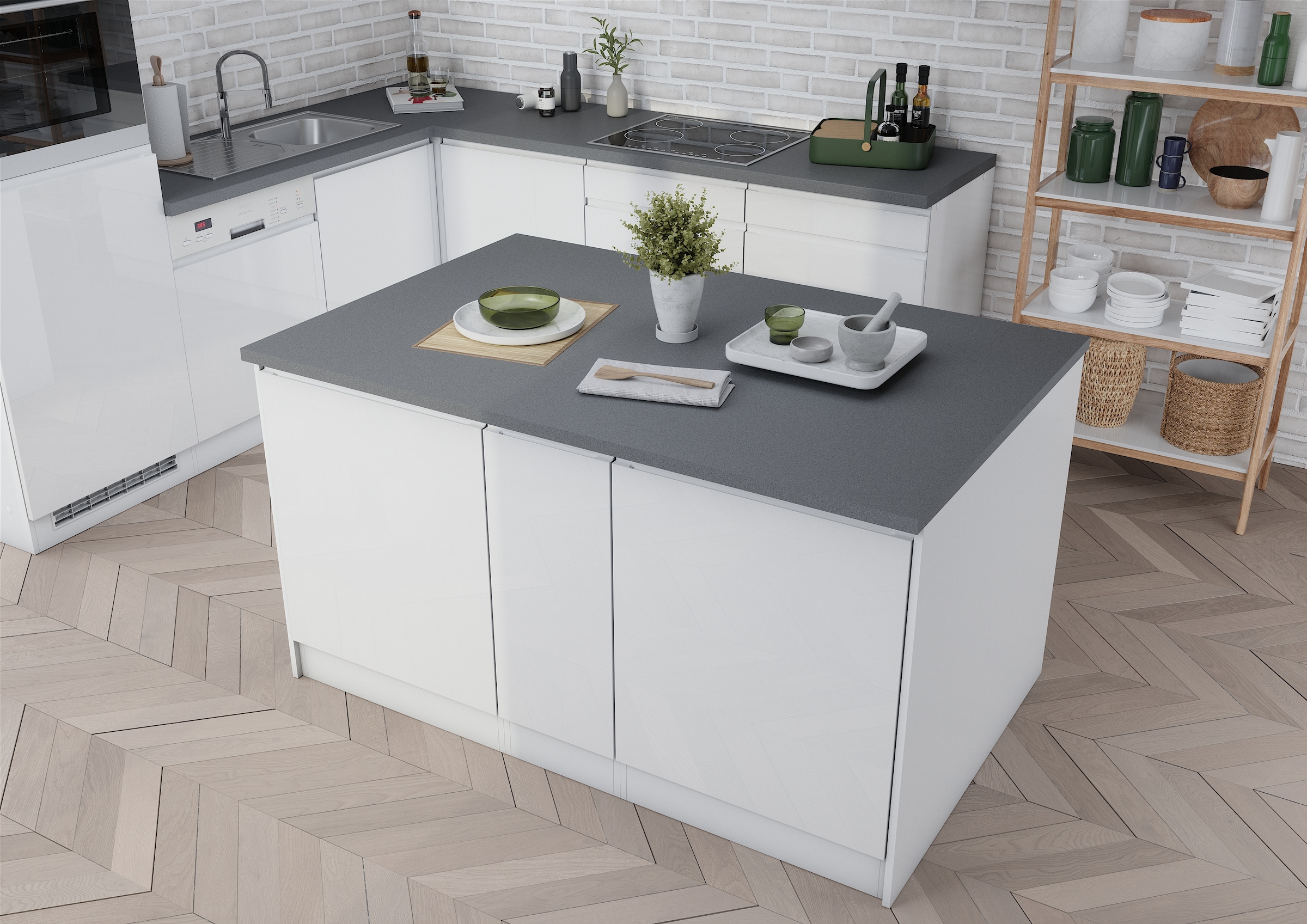 HELD MÖBEL Kücheninsel »Virginia«, Breite 153 cm, MDF-Fronten, Flaschenregal