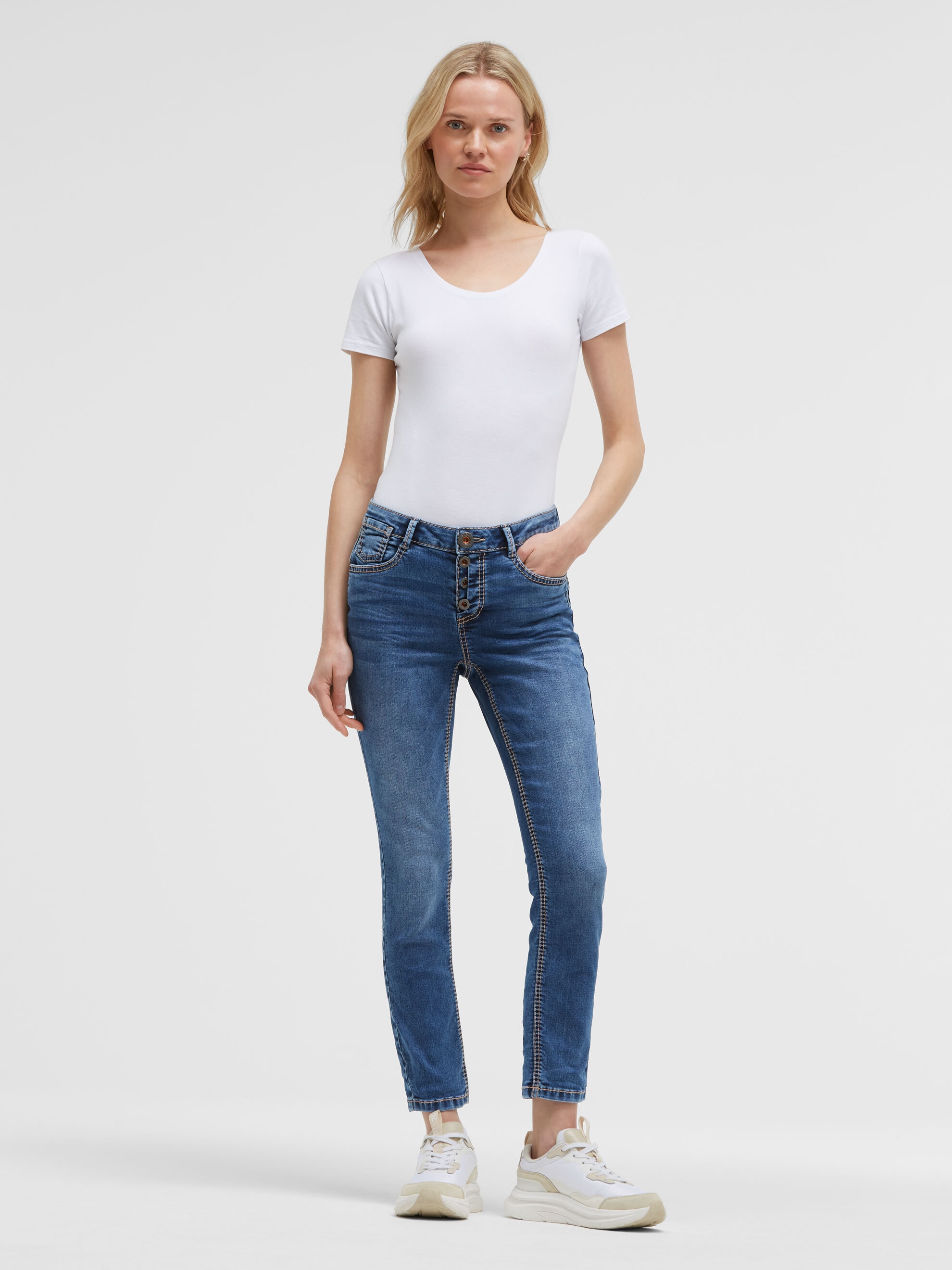 SOCCX Slim-fit-Jeans mit verkürztem Bein