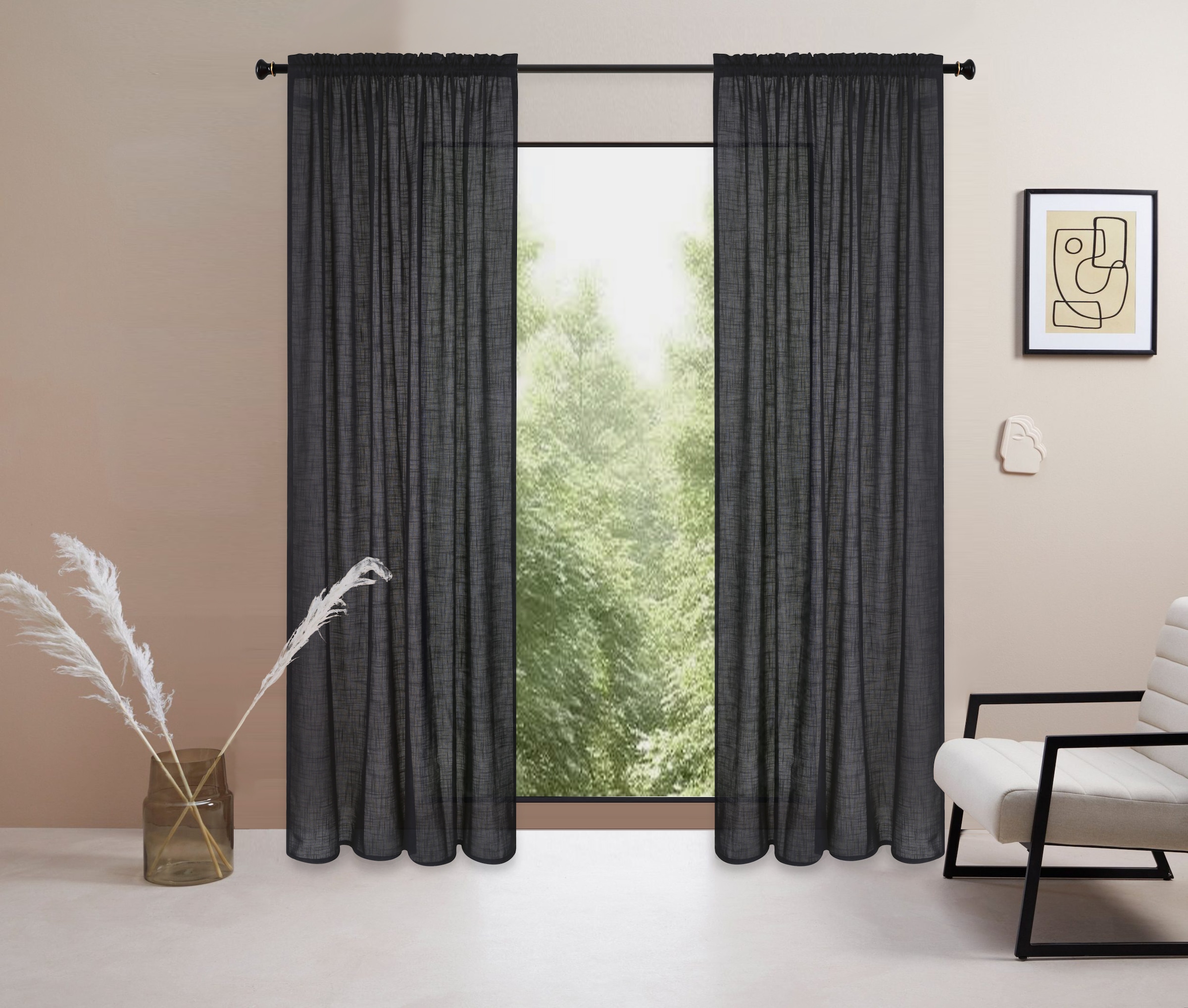 LeGer Home by Lena Gercke Gardine "Marusha" Stangendurchzug 2 Stk. tlg. Leinenoptik, grob gewebt, verschiedene Größen
