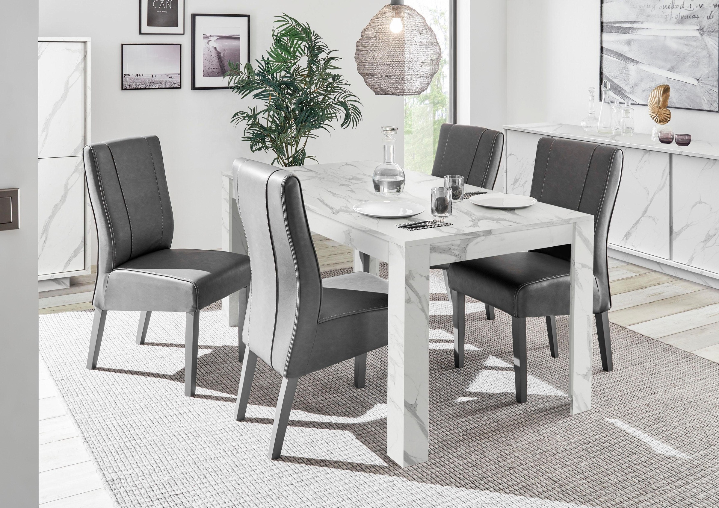 Table à manger Home Affaire Carrara Blanc 180x90x79cm 3