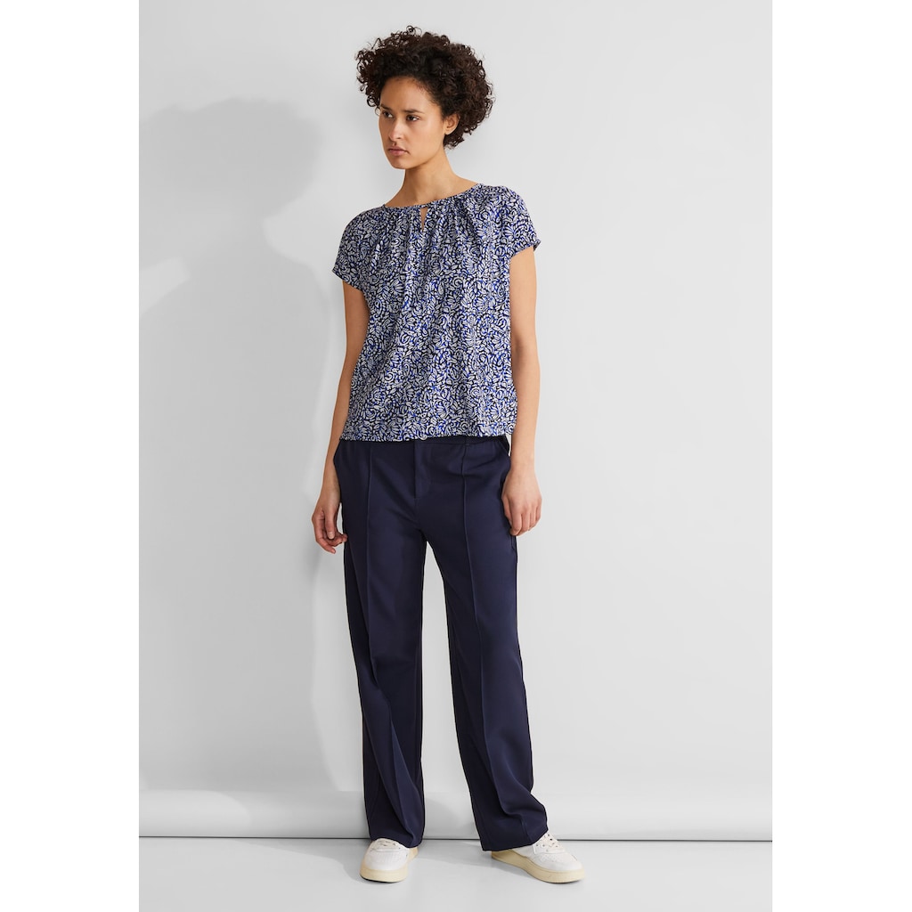 STREET ONE Shirttop, mit floralem Muster und Materialmix