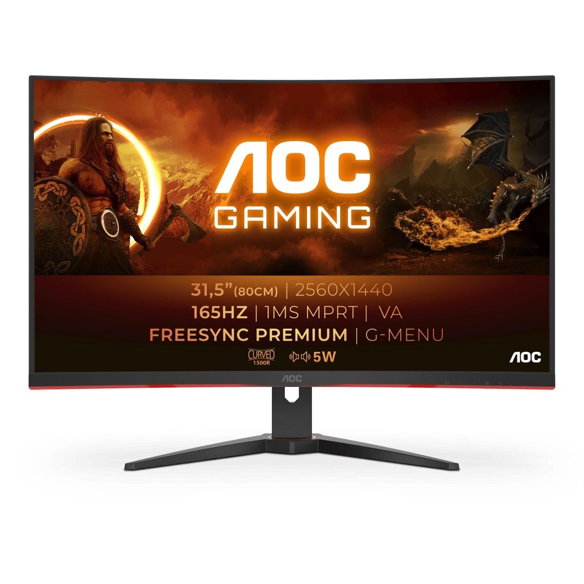 AOC Gaming-Monitor »CQ32G2SE/BK«, 80 cm/32 Zoll, 2560 x 1440 px, QHD, 1 ms Reaktionszeit, 165 Hz