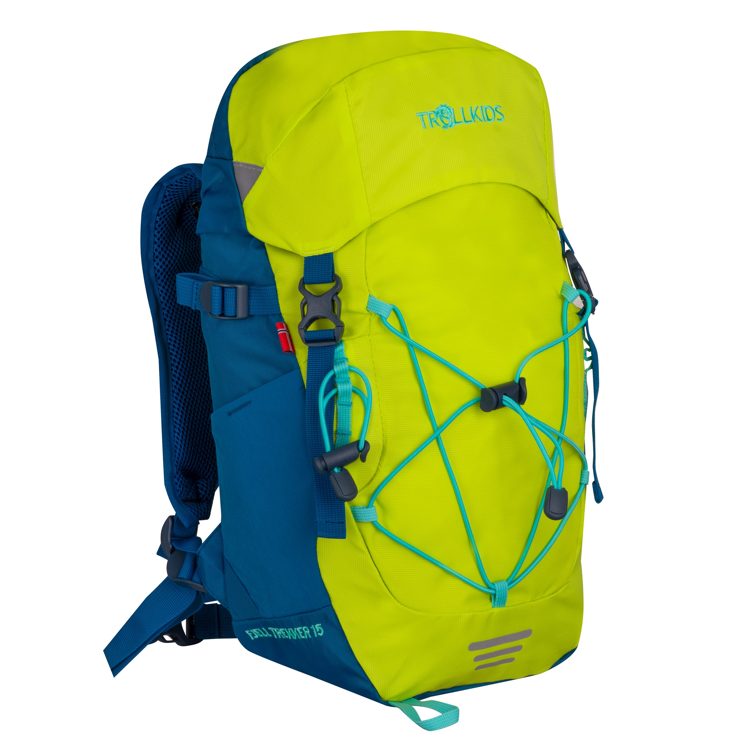 Trekkingrucksack TROLLKIDS "FJELL TREKKER 15", cool lime, summer night, aqua mint, Rucksäcke, Kinder, Obermaterial: 100% Polyamid. Futter: 100% Polyester. Wattierung: 80% Polyurethan, 20% Polyester, für Kinder und Jugendliche, mit 15 Liter Volumen, mit Al