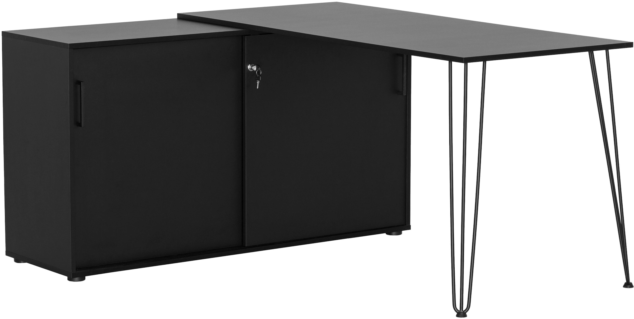 welltime Eckschreibtisch "Ekko, Breite 130 cm" Metallbeschläge, Haarnadelfü günstig online kaufen