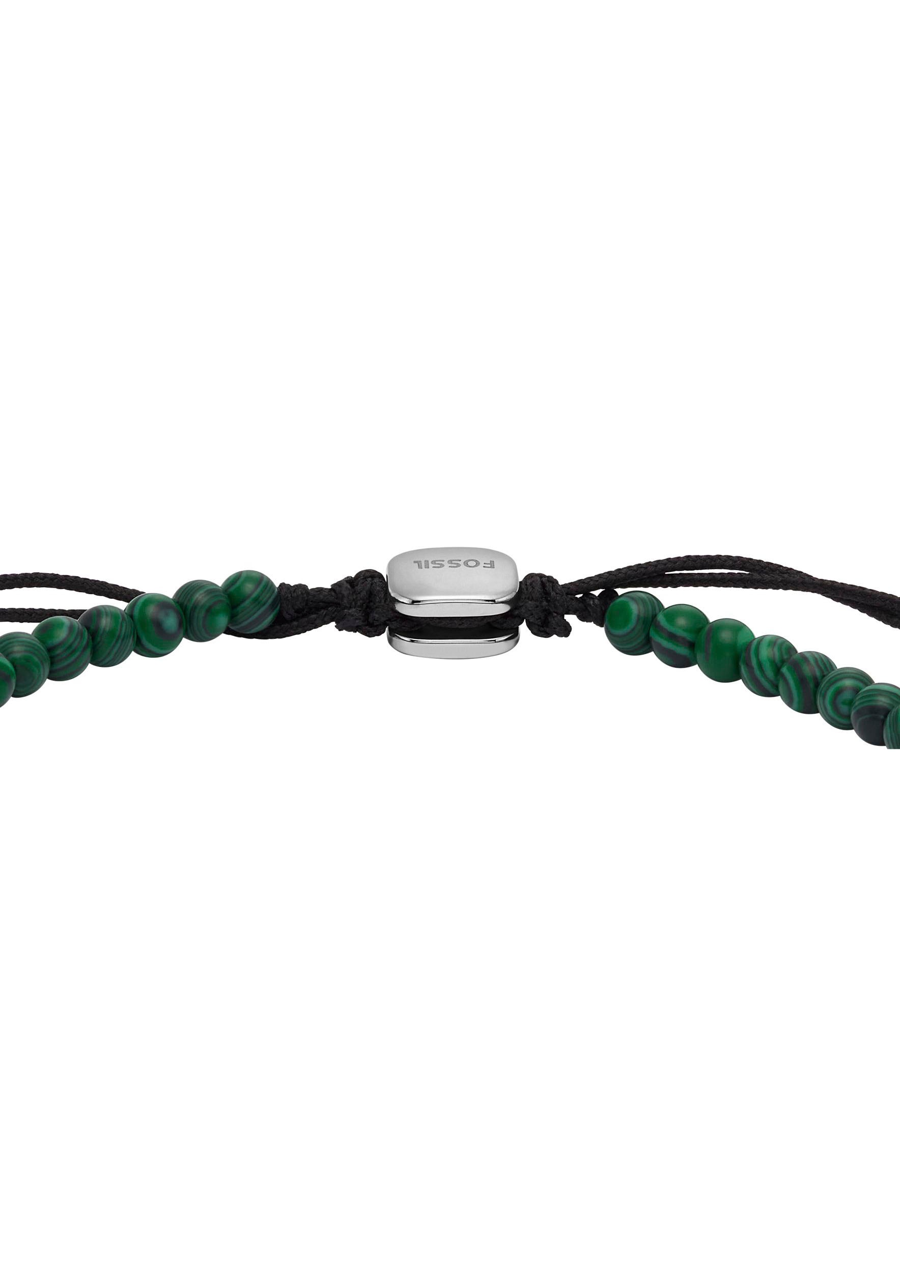 Armband FOSSIL "Schmuck Geschenk Edelstahl Armschmuck JEWELRY", grün (edelstahlfarben, schwarz, grün, grün), Armbänder, Damen, 24cm, Edelstahl, Armband, mit Hämatit, Tigerauge, Sodalith oder Malachit 3