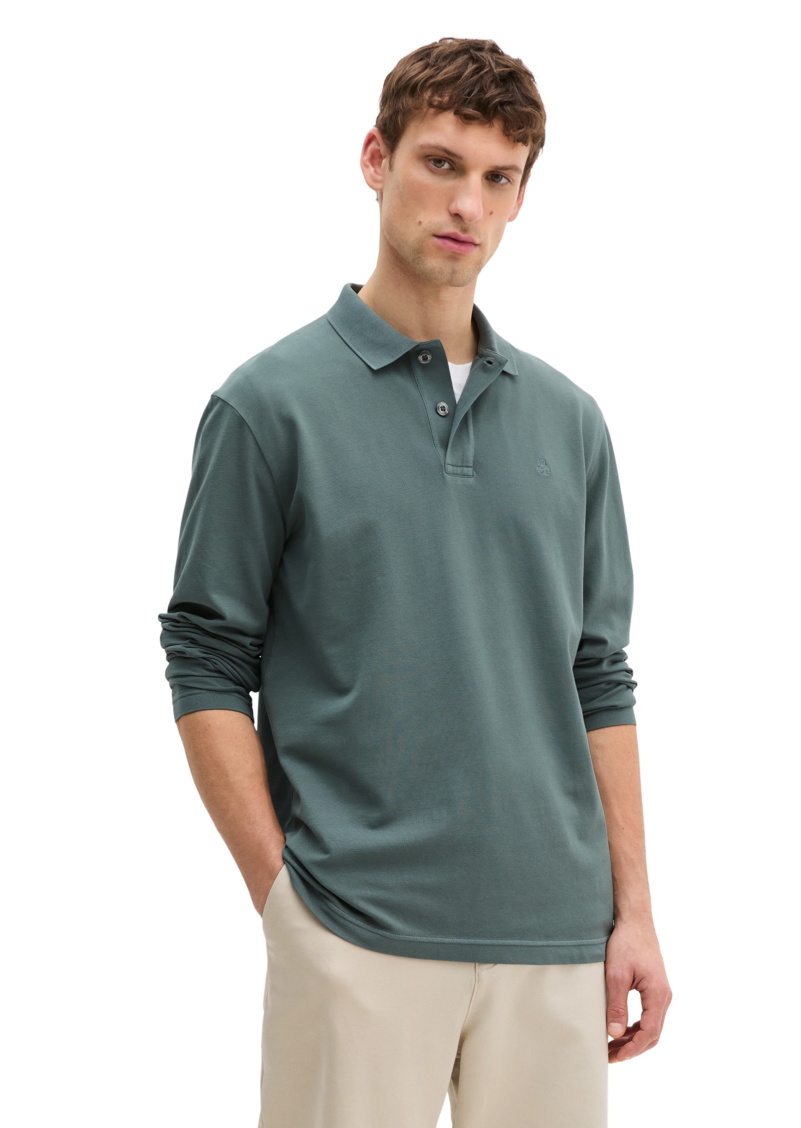 Marc O'Polo Langarm-Poloshirt »aus Bio-Baumwolle mit Elasthan«