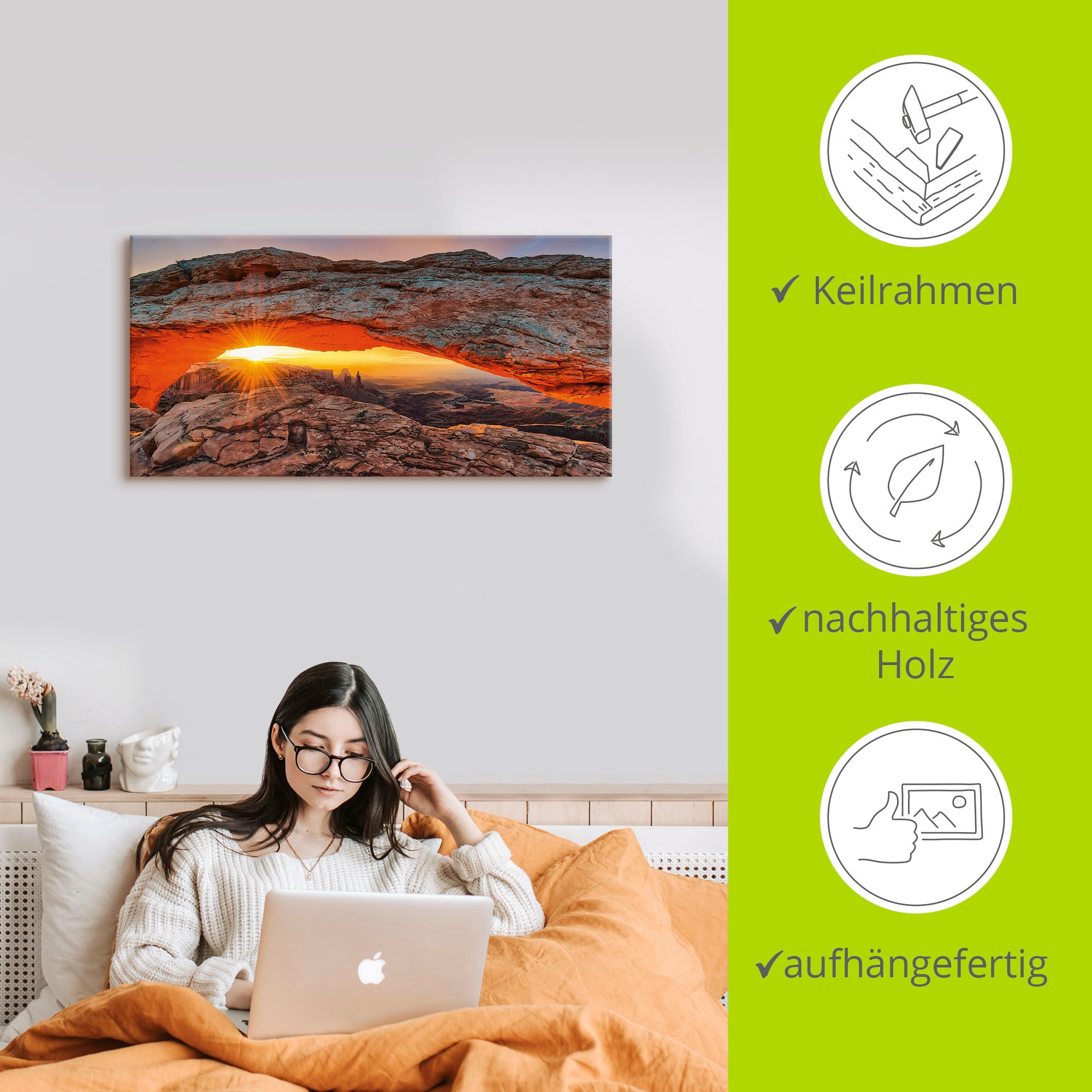 Artland Wandbild »Iconic Mesa Arch«, Felsen, (1 St.), als Alubild, Outdoorbild, Leinwandbild, Poster in verschied. Größen