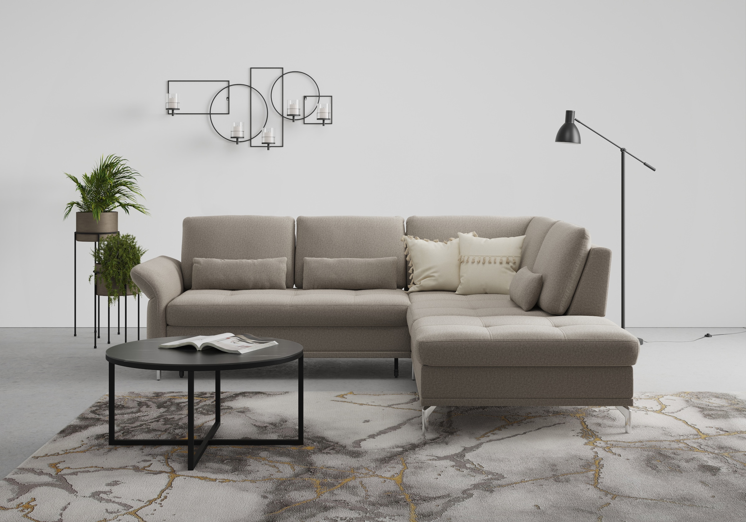 Home affaire Ecksofa "Palm Beach L-Form" Federkern, mit Sitztiefenverstellu günstig online kaufen