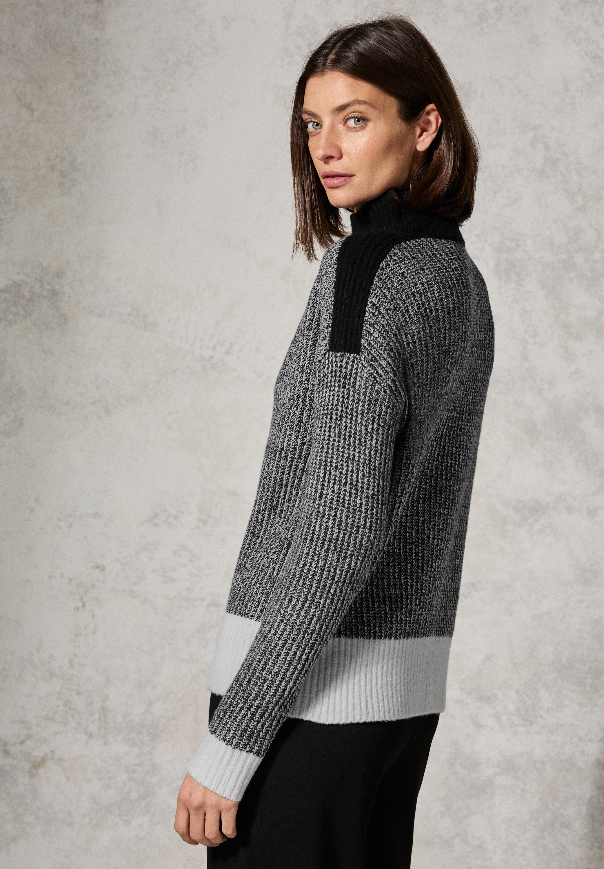 Cecil Rollkragenpullover, im Melange Look