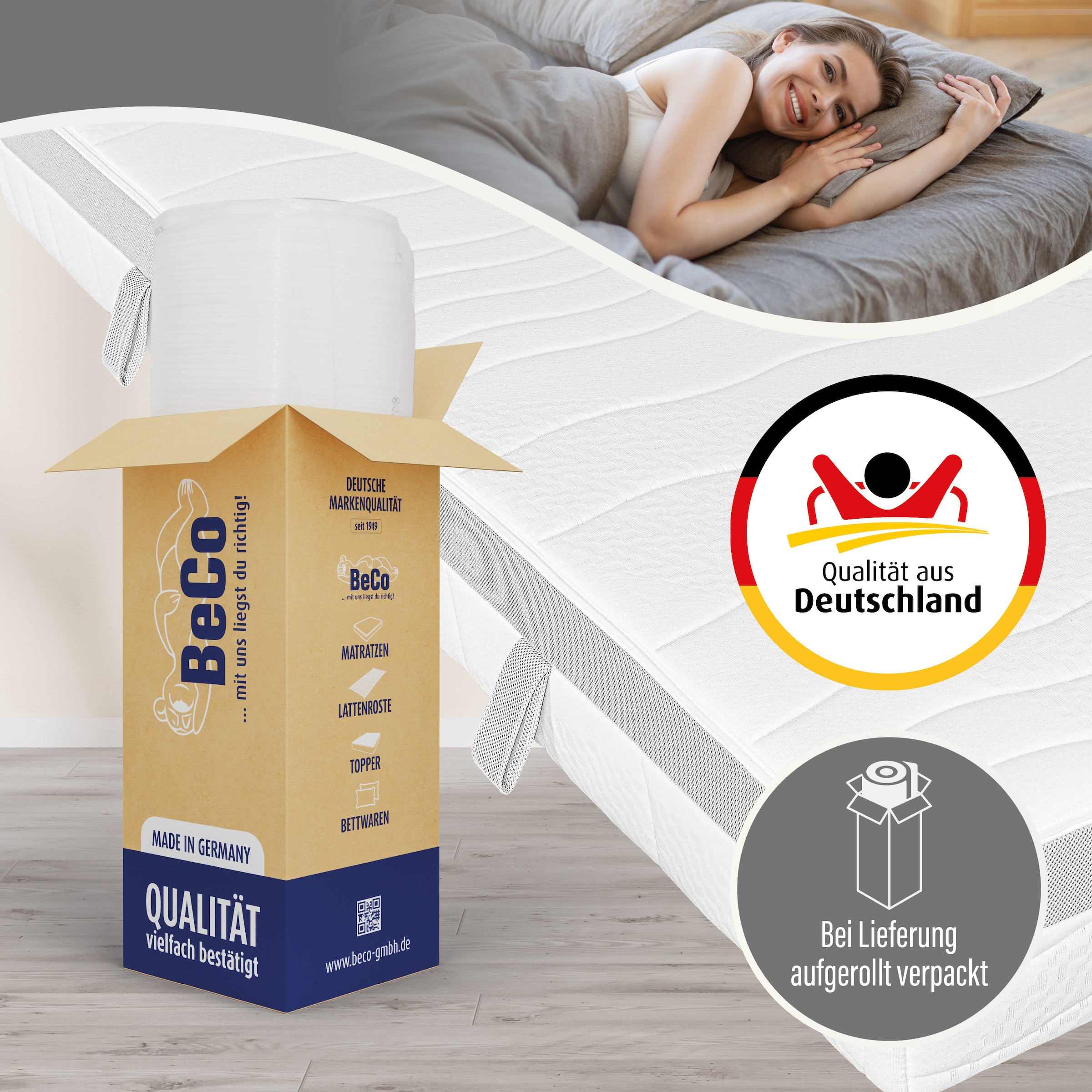 Beco Hybridschaum-Matratze »Feel Like Latex ONE KS - GOLD, Matratze 90x200 cm, 140x200 cm und mehr« 21 cm hoch 1 Stk. tlg. Ergonomischer Hybridschaum mit komfortabler Feel Like Latex Auflage