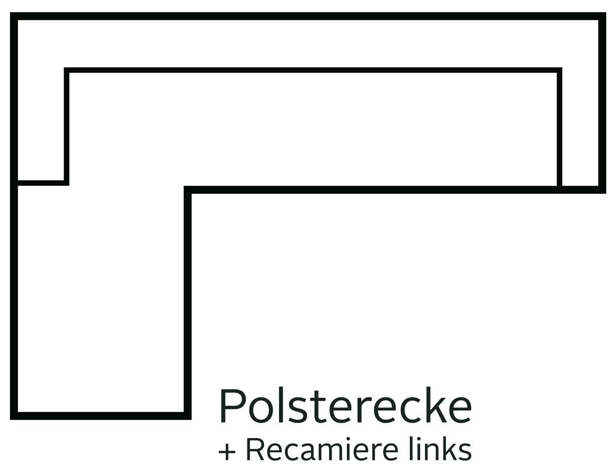 Places of Style Ecksofa »Varese L-Form«, Recamiere wahlweise mit elektrischer Relaxfunktion, 2-Sitzer-Element