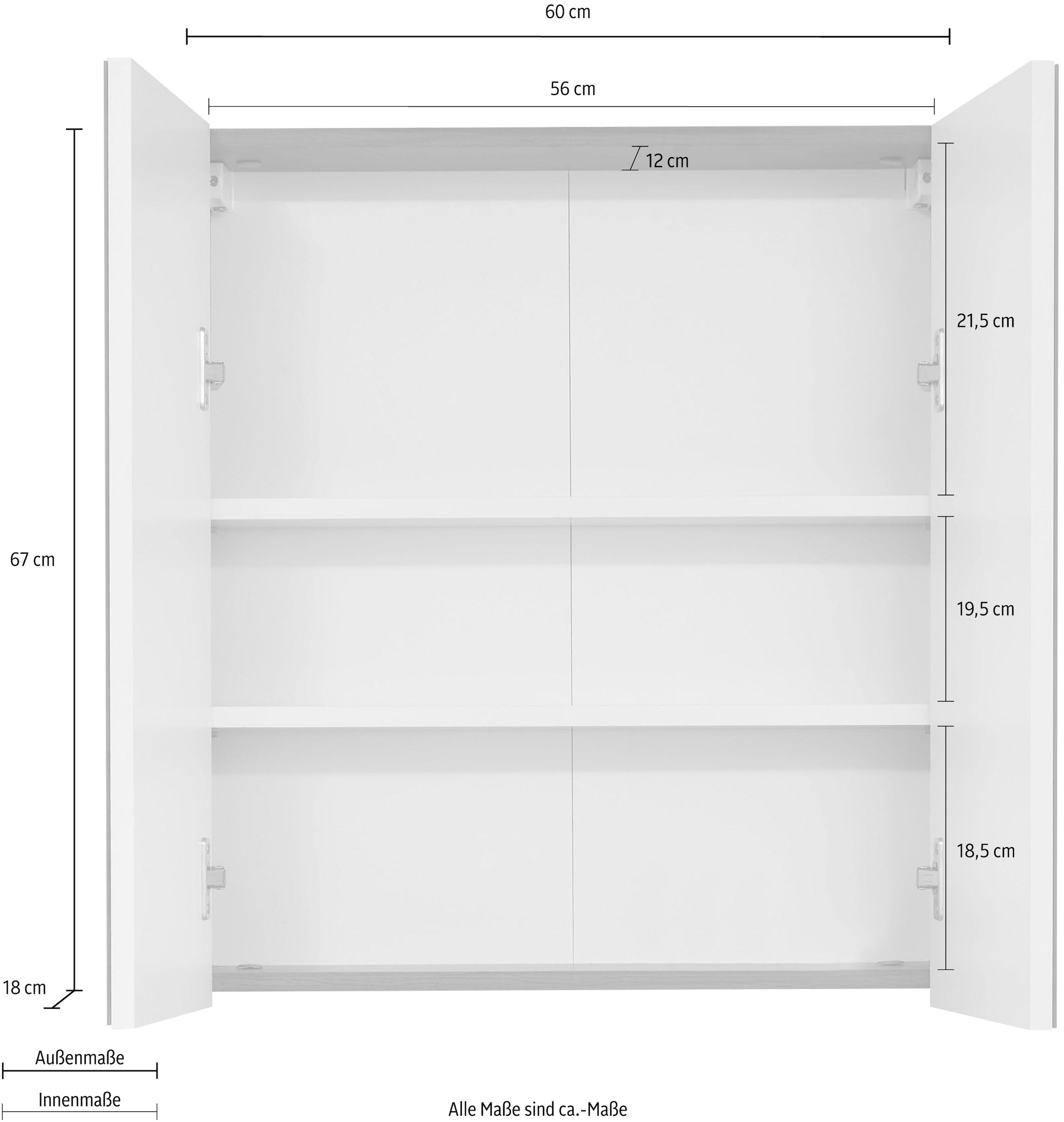 INOSIGN Spiegelschrank »Sovana«, Badschrank wahlweise mit oder ohne Beleuchtung - (B/T/H) 60/18/67 cm