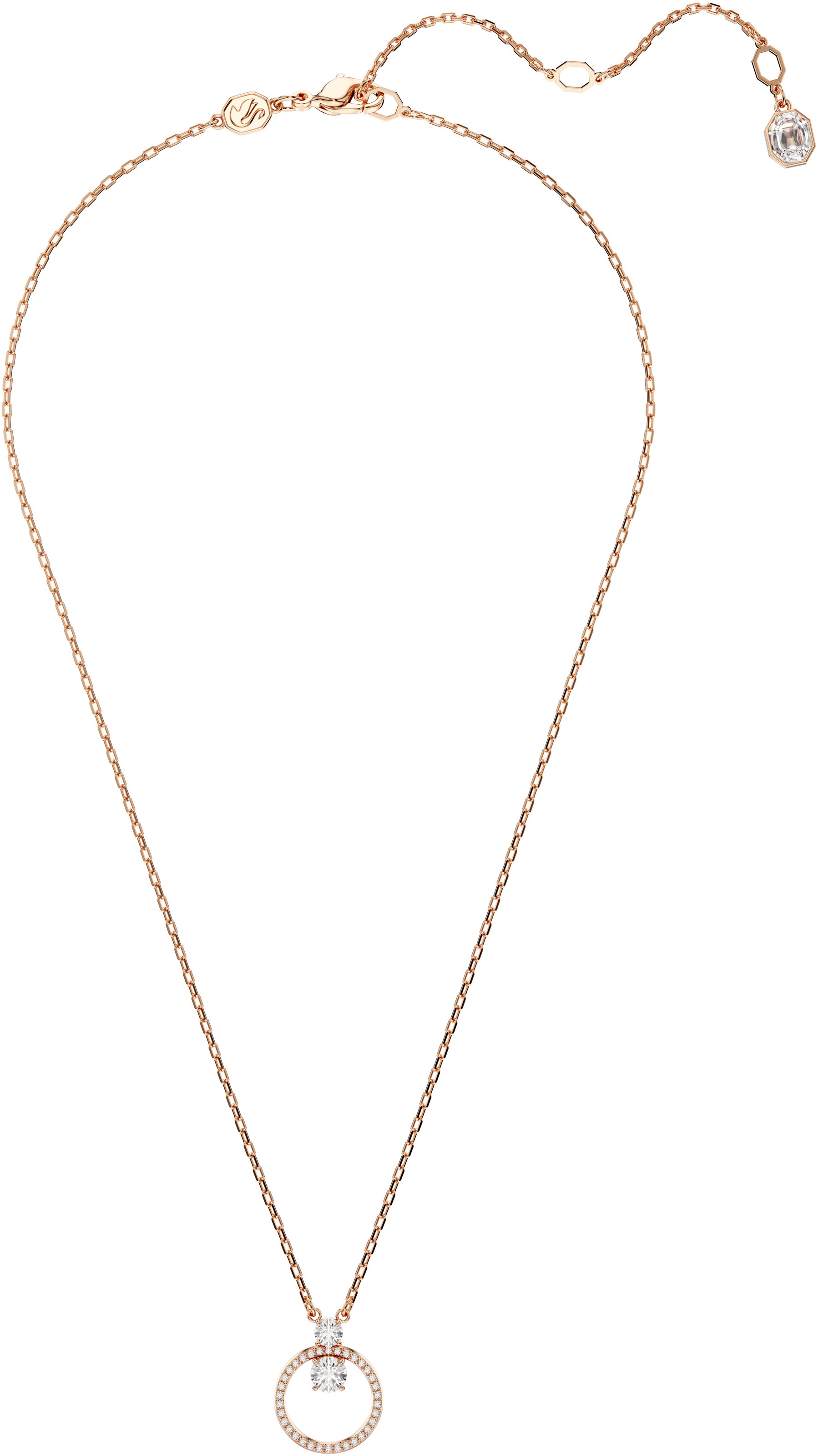 Kette mit Anhänger SWAROVSKI "Schmuck Geschenk Halskette Constella Pavé", rosa (roségoldfarben, kristallweiß), Halsketten, Damen, Metall, L: 45, mit Swarovski Zirkonia (synth.) 3