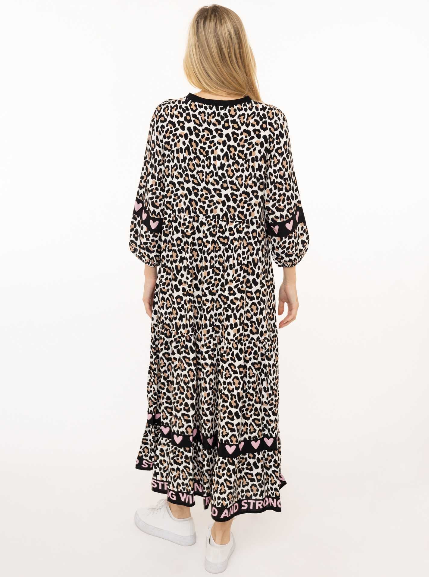 Zwillingsherz Maxikleid »"Classic Leo"« Leomuster, Knopfleiste und 3/4 Arm