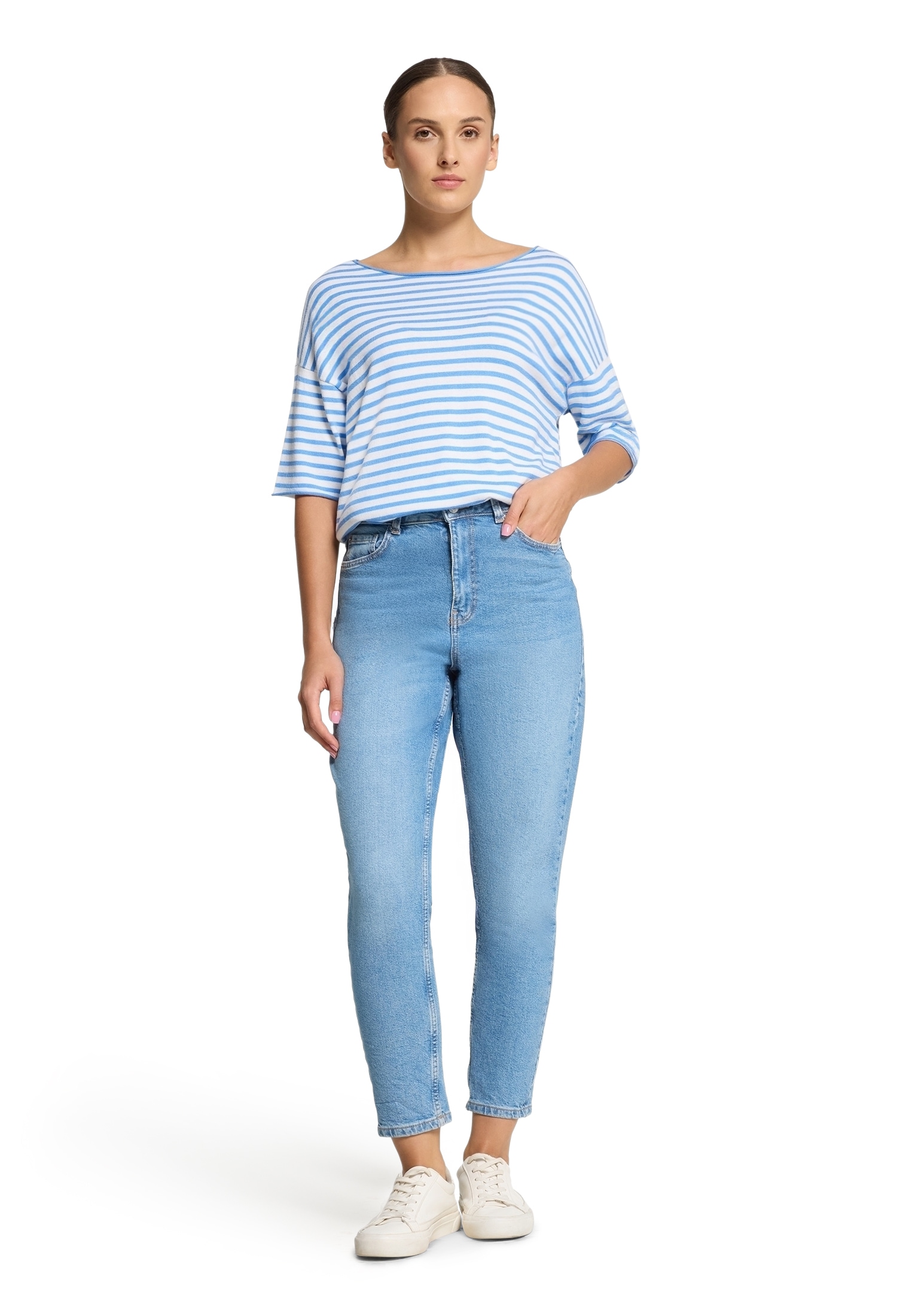 Betty&Co Kurzarmshirt »Betty & Co Damen Strickpullover mit U-Boot-Ausschnitt«, (1 tlg.), Ringel