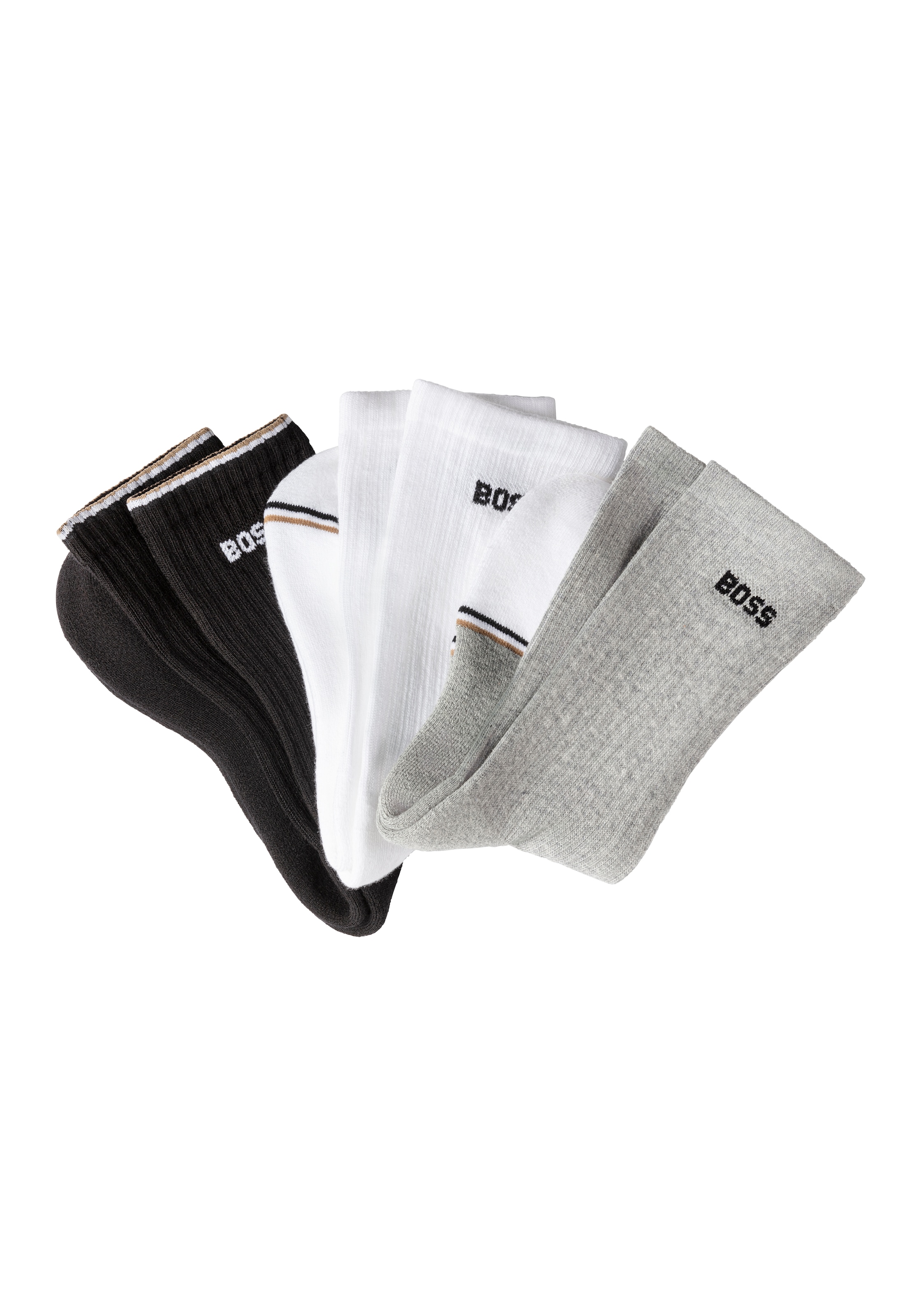 BOSS Freizeitsocken "3PQSRibColorblock", (3 Paar), Mit BOSS Logoschriftzug günstig online kaufen