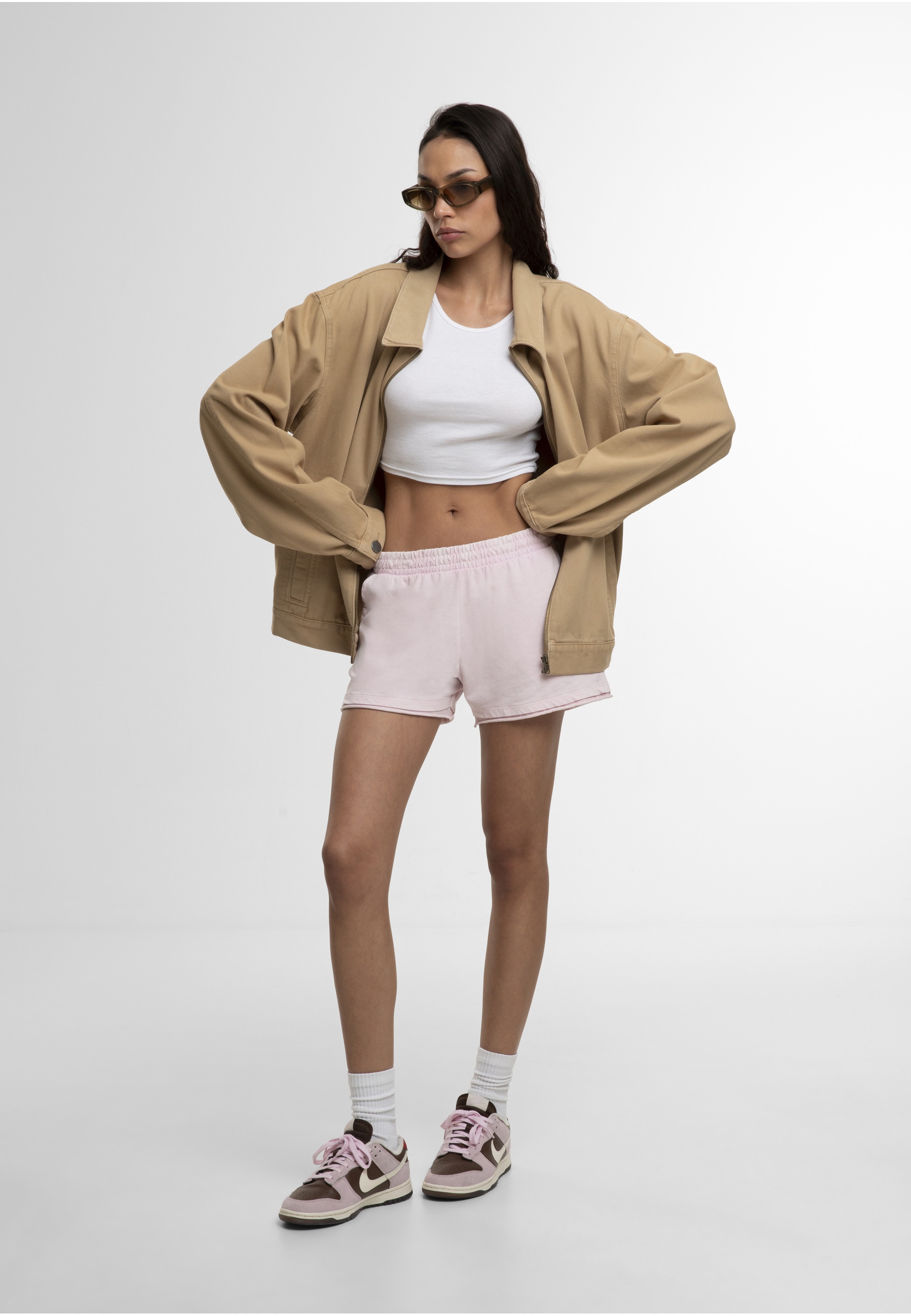 URBAN CLASSICS Sweatshorts »Urban Classics Ladies Washed Jersey Shorts«