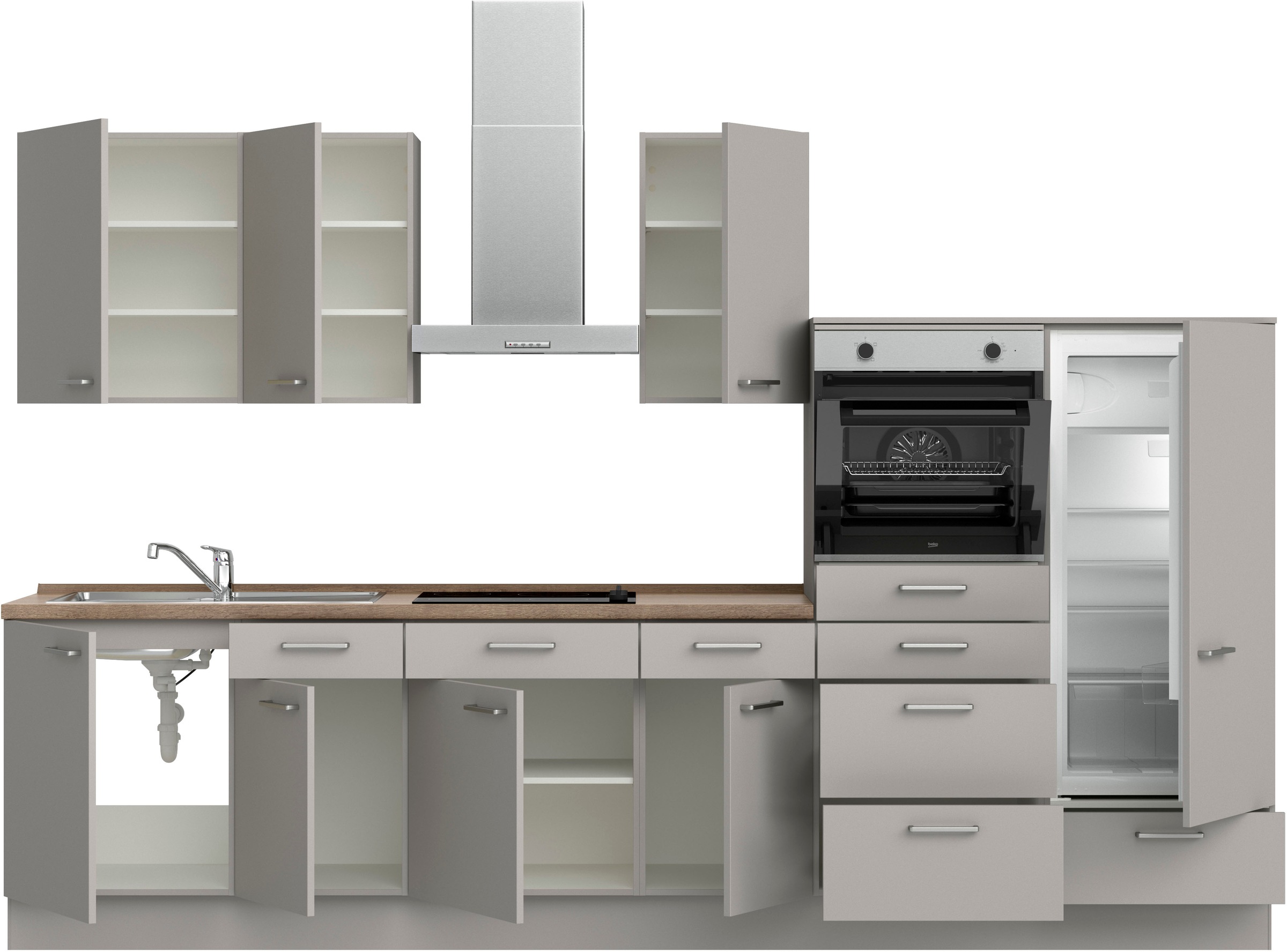 nobilia® Küchenzeile »"Touch I"«, vormontiert, Ausrichtung wählbar, Breite 330 cm, wahlw. mit E-Geräten