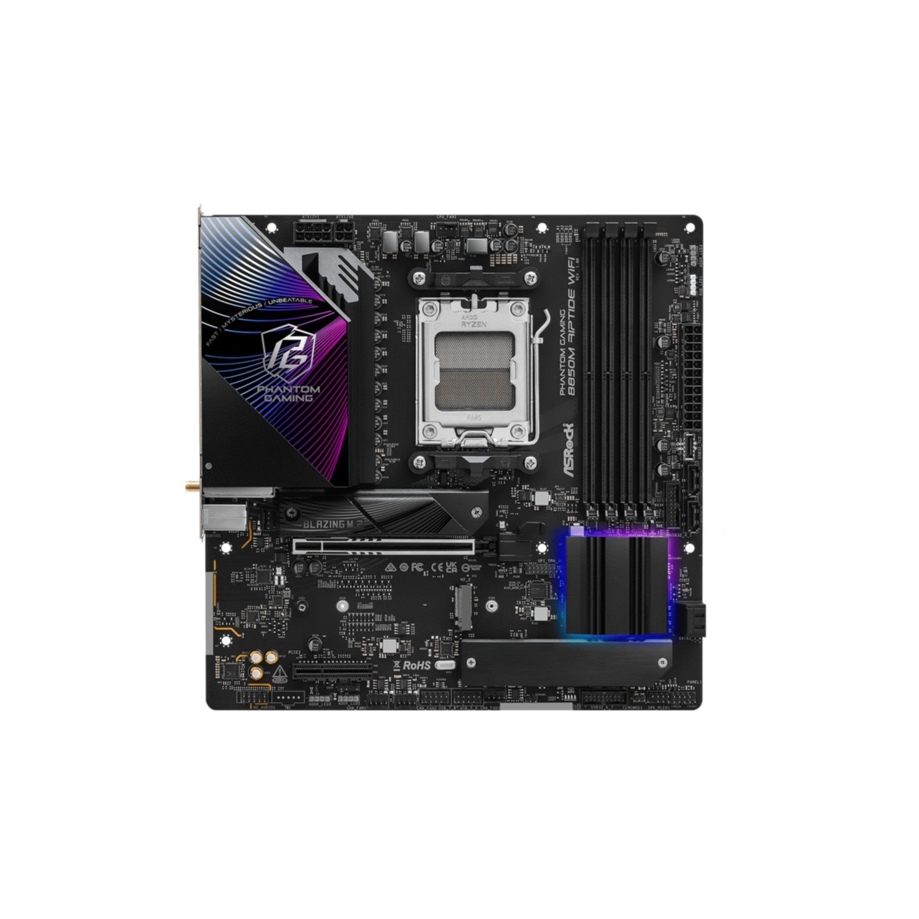 ASROCK Mainboard "Phantom Gaming B850M Riptide WiFi", ohne farbbezeichnung, B:26,4cm H:5,8cm T:29,6cm, Mainboards 2