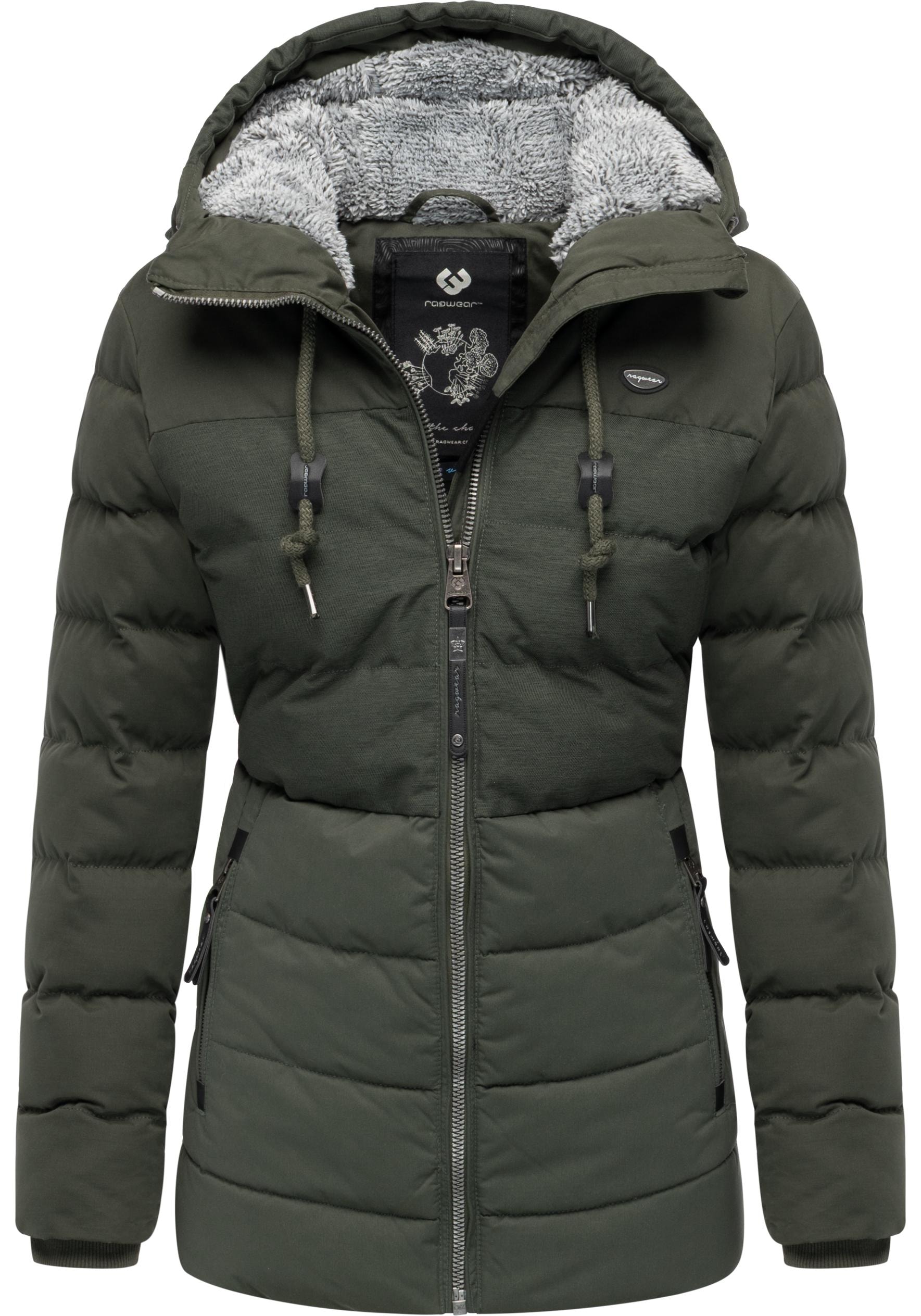 Ragwear Winterjacke »Quantic«, mit Kapuze, stylische Steppjacke mit Teddyfell-Kapuze