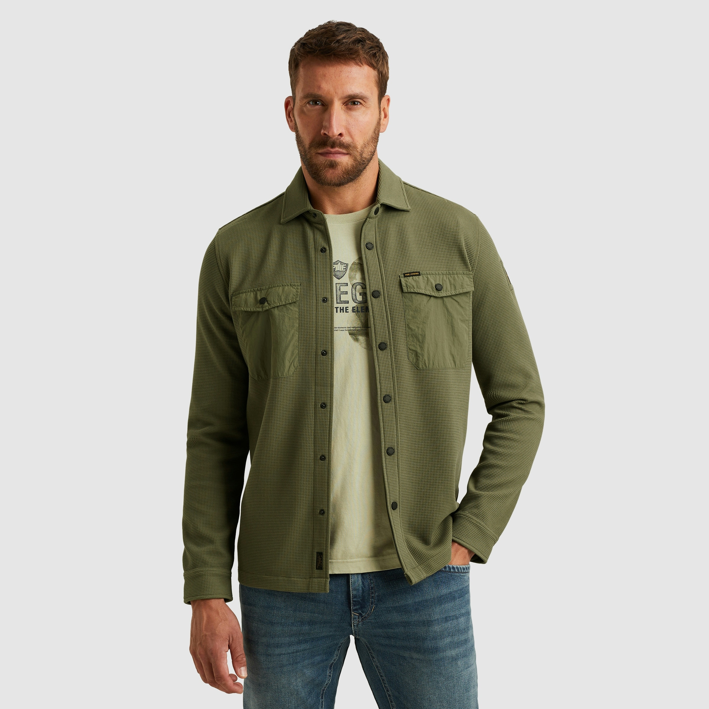 PME LEGEND Langarmhemd mit Druckknöpfen und Brusttaschen günstig online kaufen