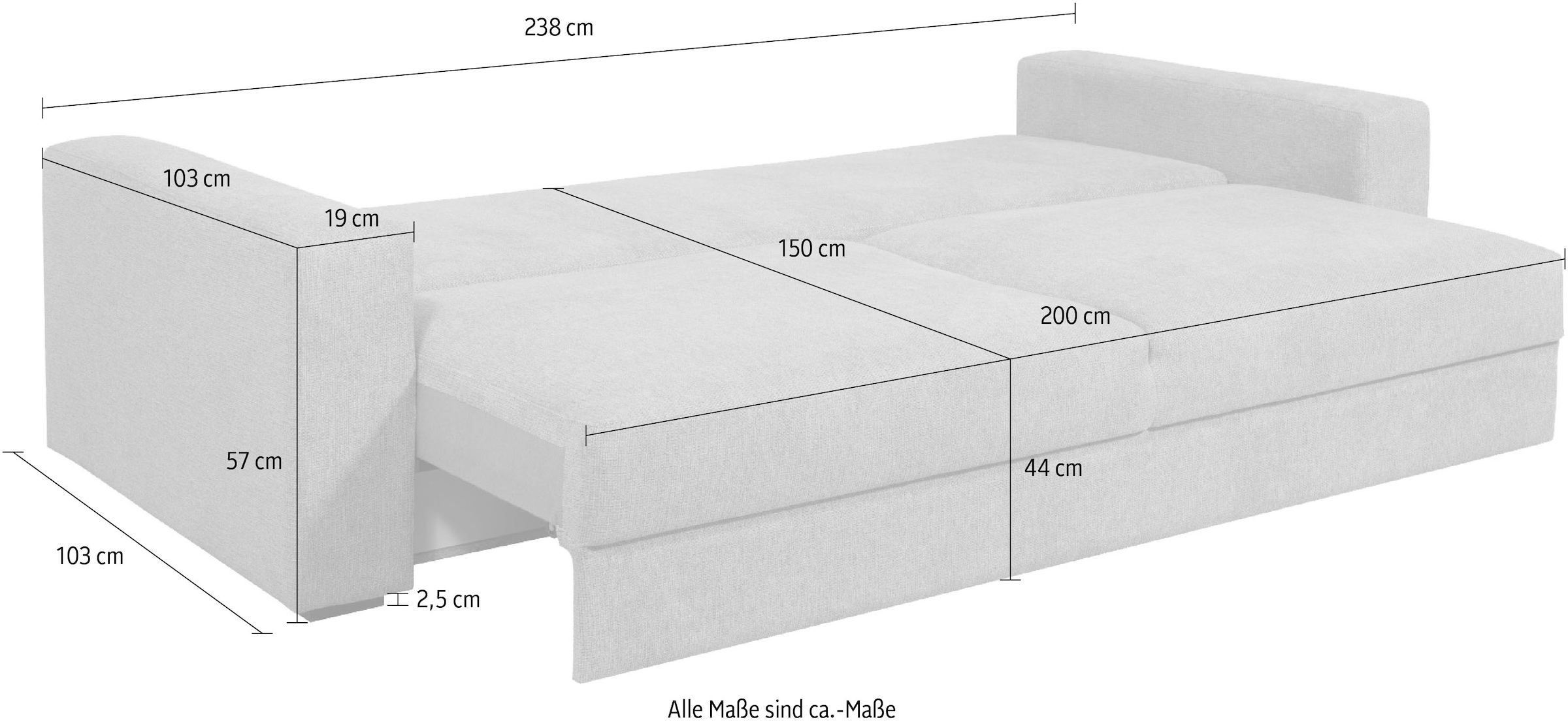 Home affaire Schlafsofa »Calrence«, mit aufklappbarer Bettfunktion, zwei Armlehnevarianten in der Serie