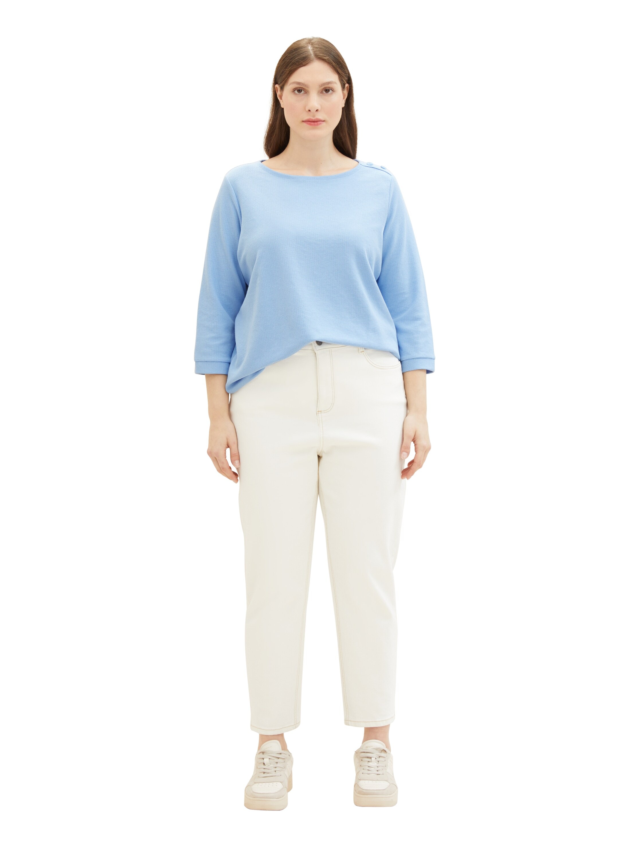TOM TAILOR PLUS 3/4-Arm-Shirt, mit U-Boot-Ausschnitt und Knopfdetails