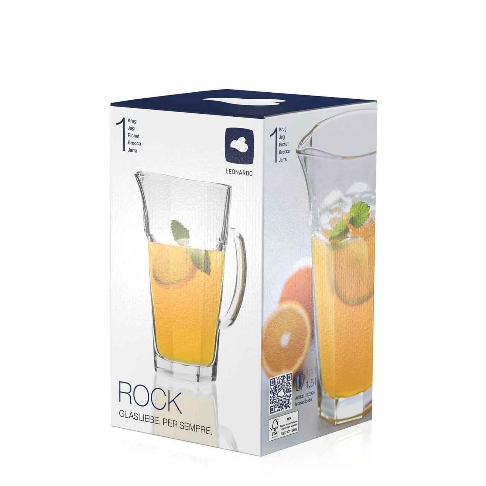 LEONARDO Wasserkrug »Krug Rock 1100 ml transparent«