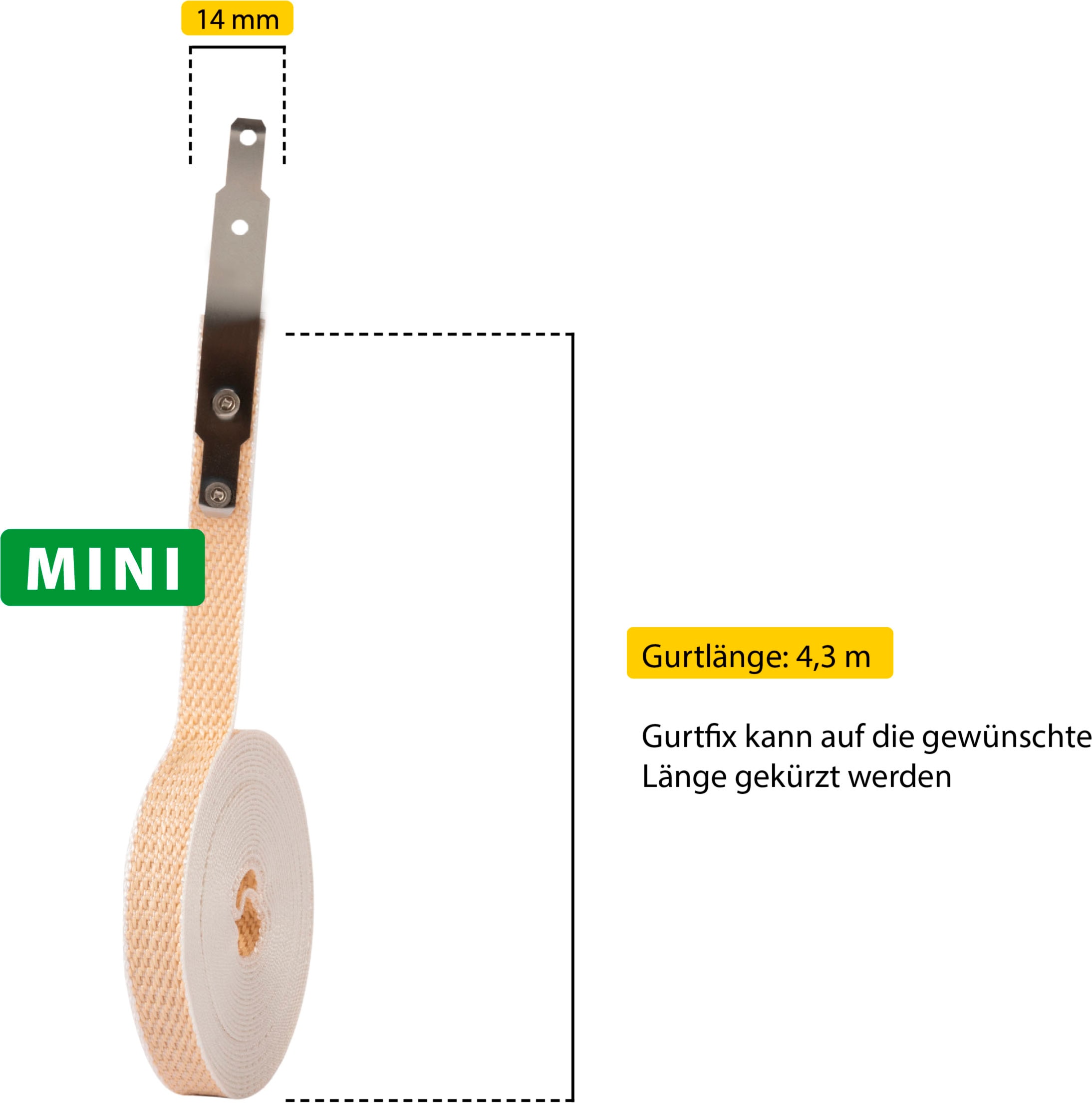 SCHELLENBERG Reparatur-Set »Rollladen Gurtfix für das Rollladensystem Mini« Set, 1 Stk. tlg. für alte Gurtbänder in unterschiedlichen Farben, 14 mm x 4,3 m