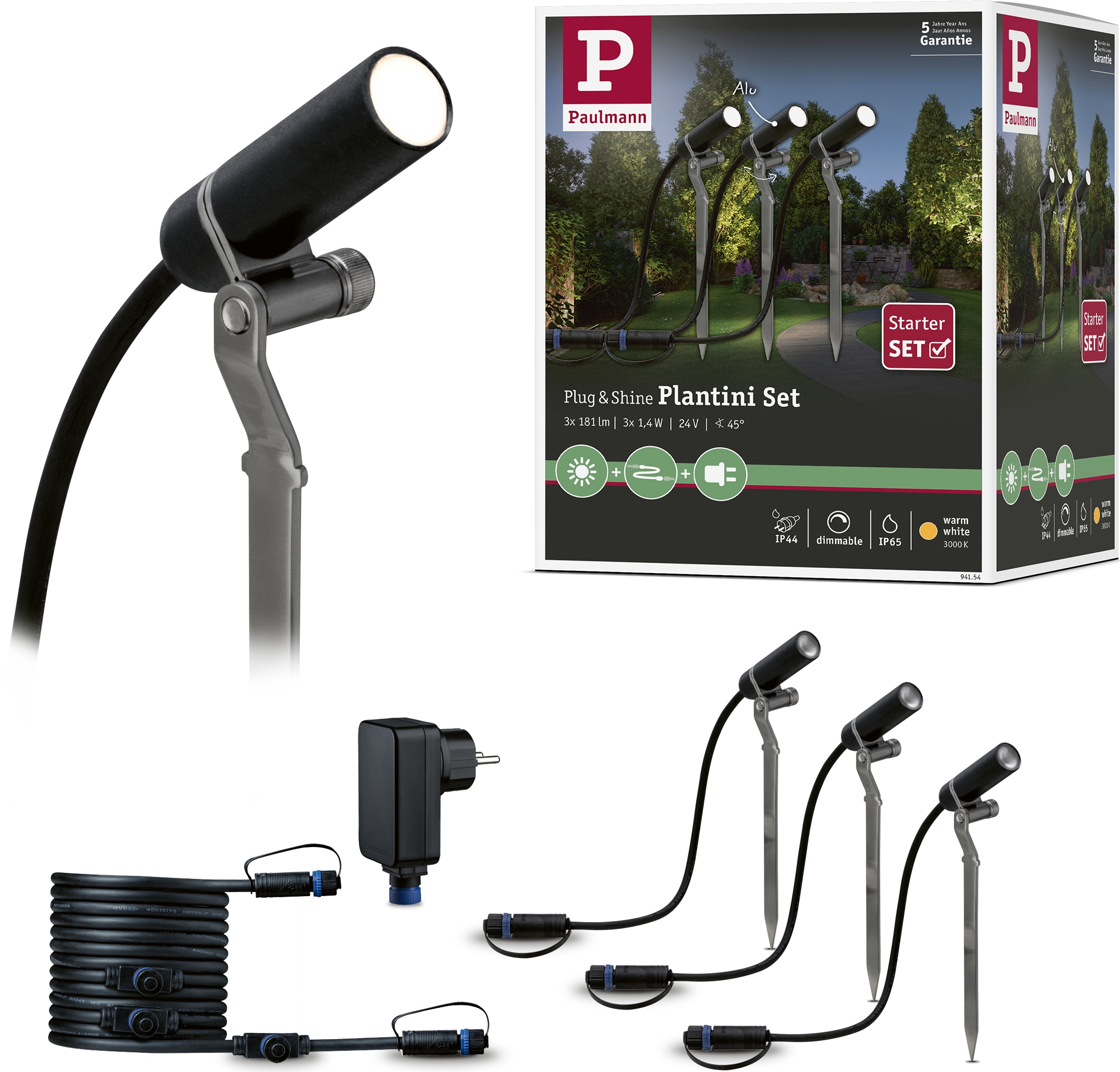 Paulmann LED Gartenstrahler »Plug & Shine«, 3 flammig-flammig, 3000K 24V  Anthrazit kaufen | BAUR | Strahler