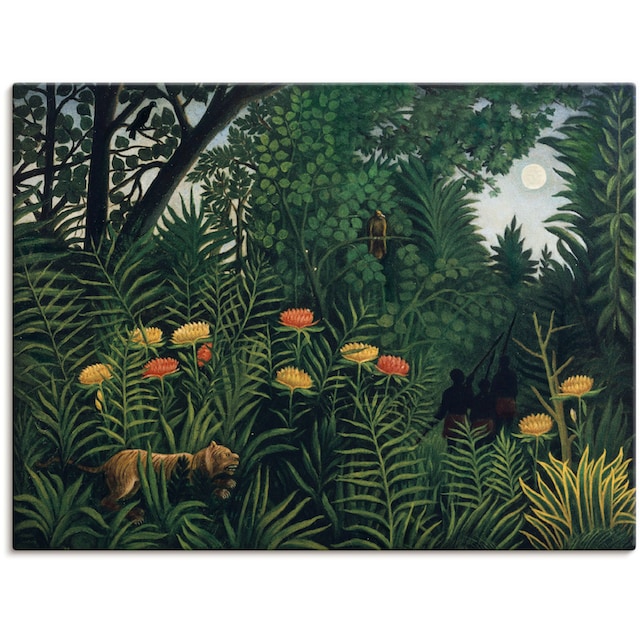 Artland Wandbild »Urwald mit Tiger und Jägern. Um 1907.«, Wald, (1 St.),  als Alubild, Leinwandbild, Wandaufkleber oder Poster in versch. Größen  kaufen | BAUR