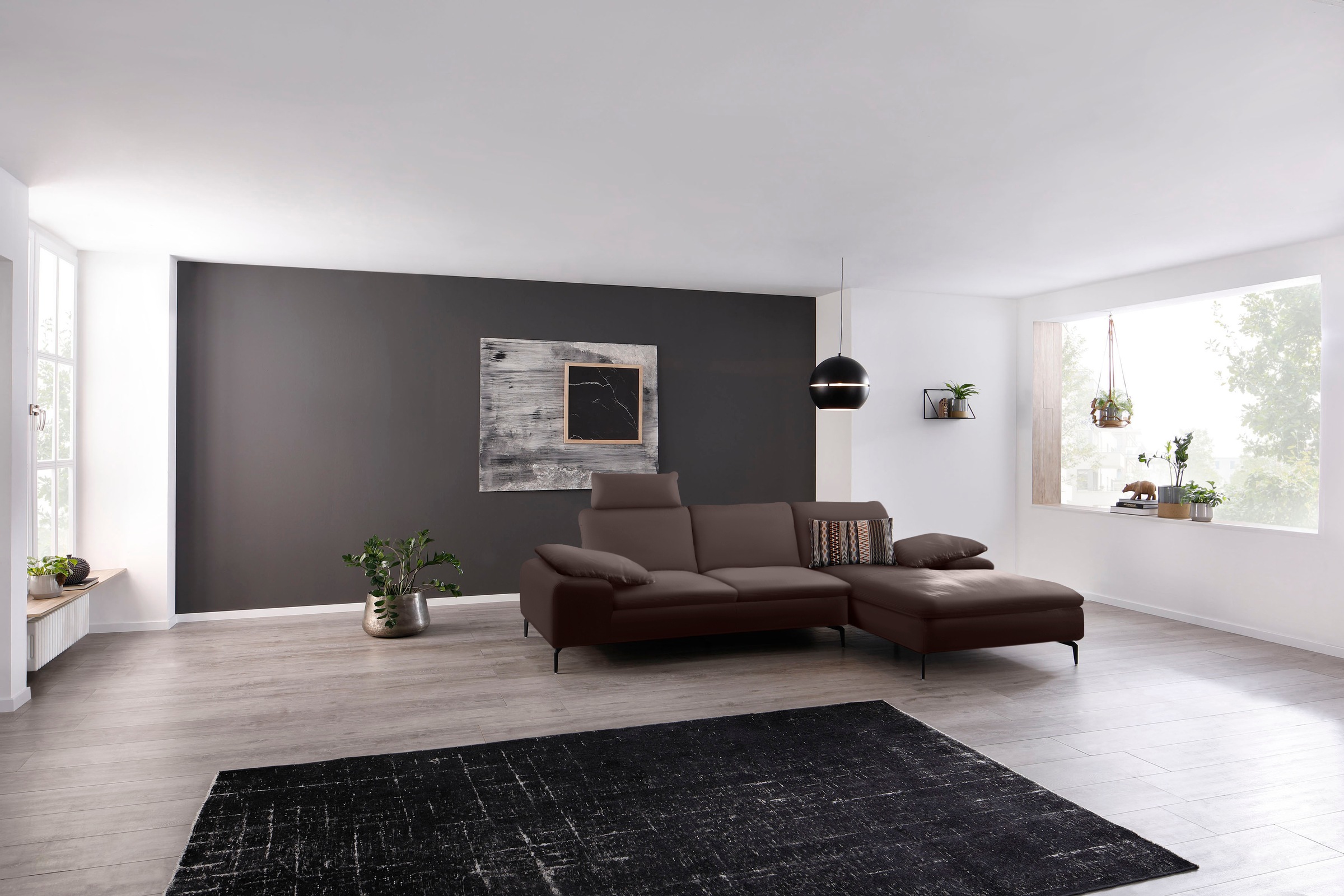 W.SCHILLIG Ecksofa »valentinoo, Designsofa, bequem, elegant und zeitlos, L-Form«, (Set), inklusive Hocker, mit Sitztiefenverstellung, Breite 299 cm