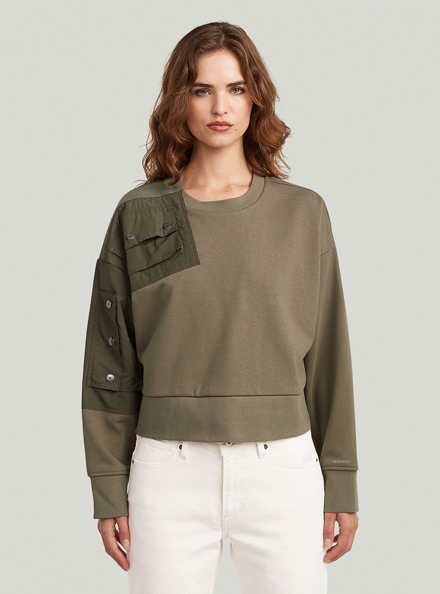 G-STAR Longpullover "Heritage Hardware Loose Cropped Sweatshirt" günstig online kaufen