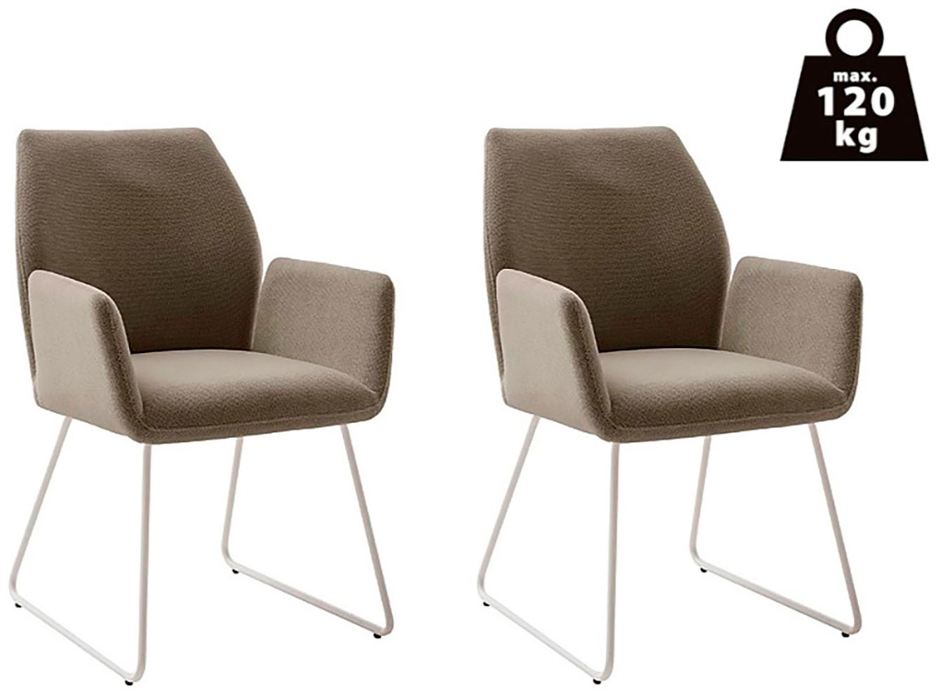 MCA furniture "BEVERLY" (Set) 2 Stk.Esszimmerstuhl,Chenilleoptik,360drehbar,Sitzhöhe 49cm,belastbar 120kg