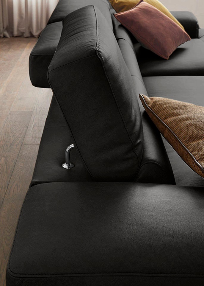 W.SCHILLIG Ecksofa »piedroo, Designsofa mit tollem Sitzkomfort, elegant und bequem, L-Form«, Kopfteilverstellung, wahlweise mit Sitztiefenverstellung, Breite 303cm
