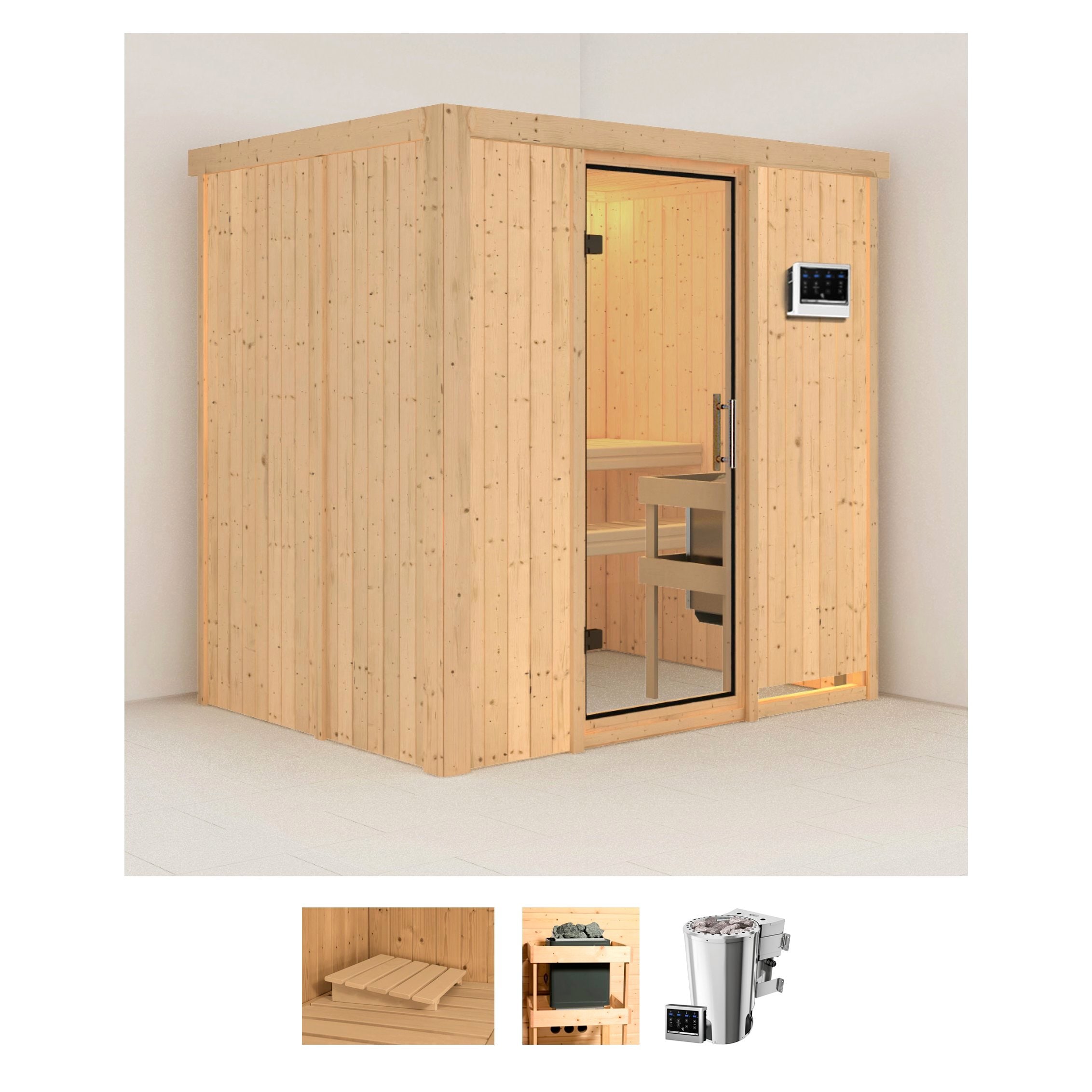 Karibu 1100000002199 "Finja" Set, Ofen 3,6 kW Bio-Ofen externe Strg. easy