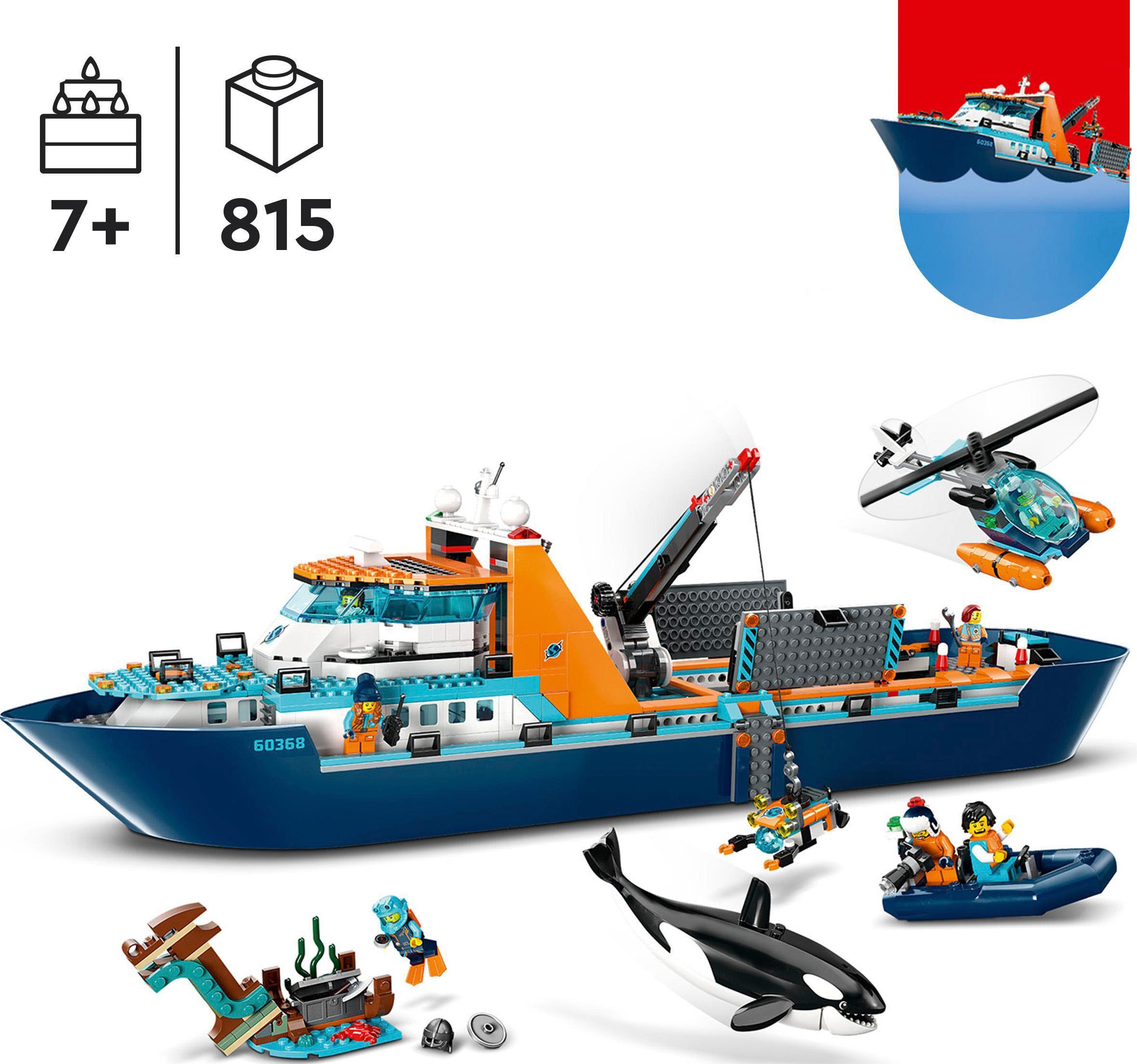 LEGO® Konstruktionsspielsteine »Arktis-Forschungsschiff (60368), LEGO® City«, (815 St.), Made in Europe