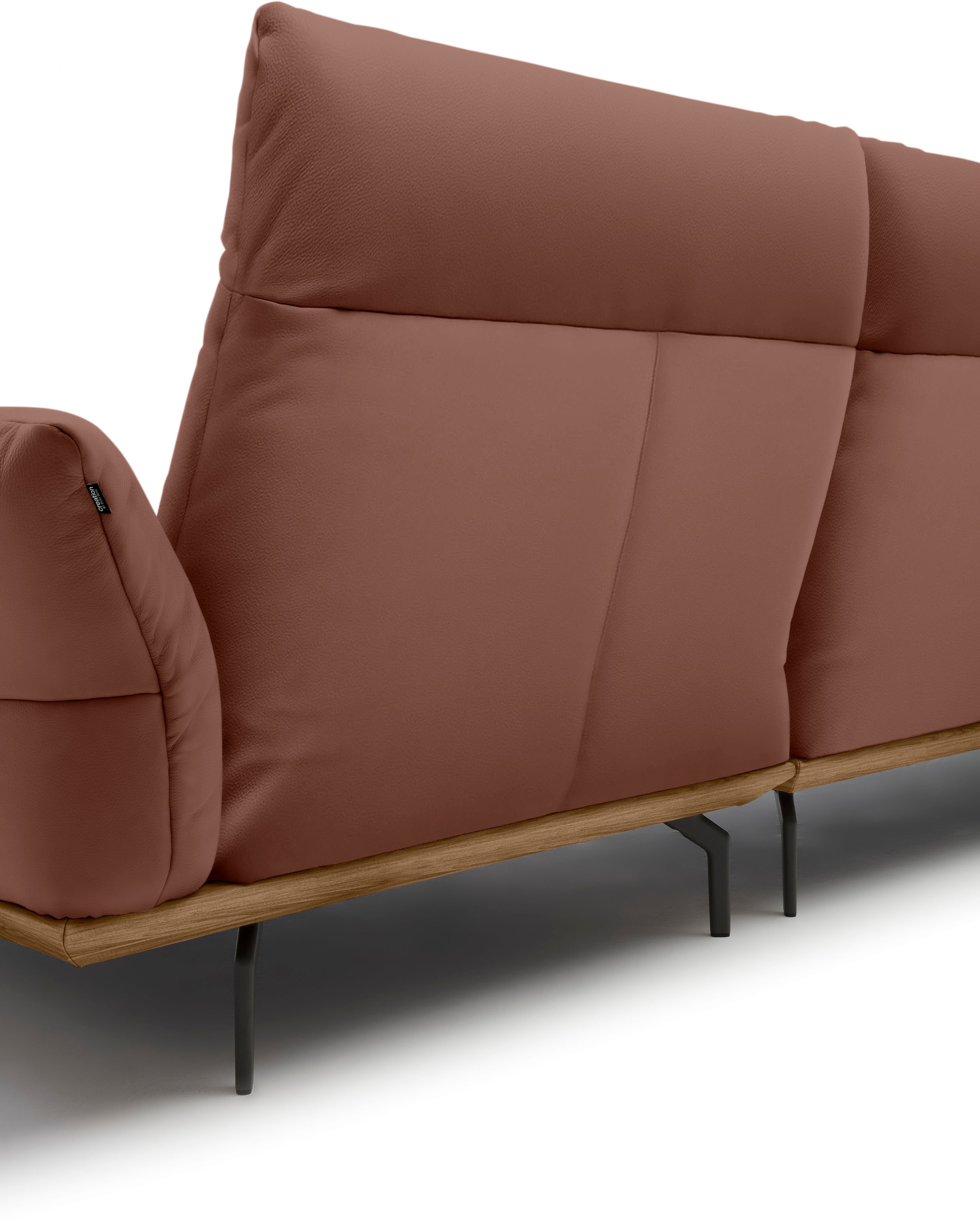 Creation BY ROLF BENZ Ecksofa »CR.460«, Sockel in Nussbaum, Winkelfüße in Umbragrau, Breite 338 cm
