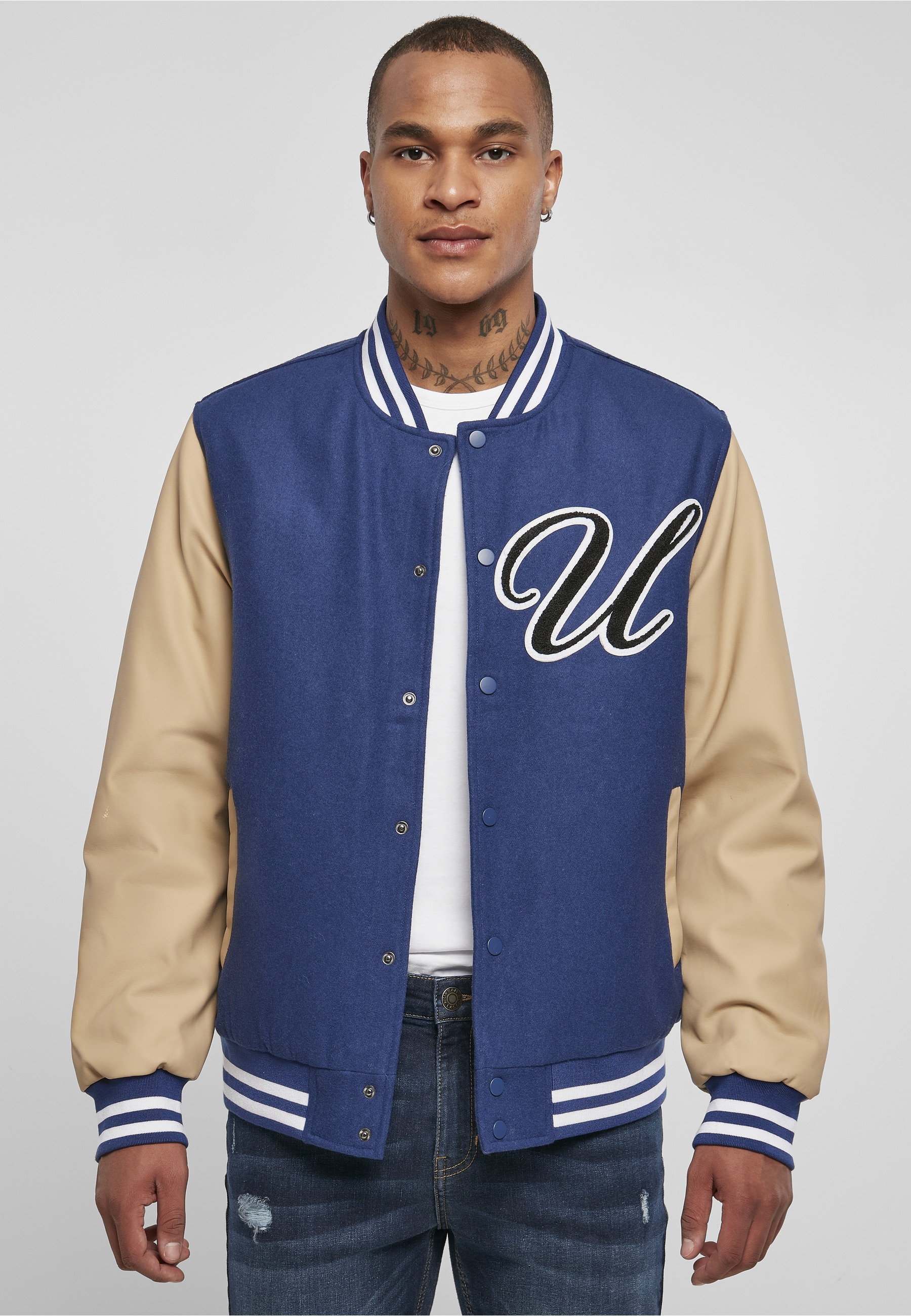 URBAN CLASSICS Allwetterjacke »Urban Classics Herren Big U College Jacket« 1 Stk. tlg. ohne Kapuze