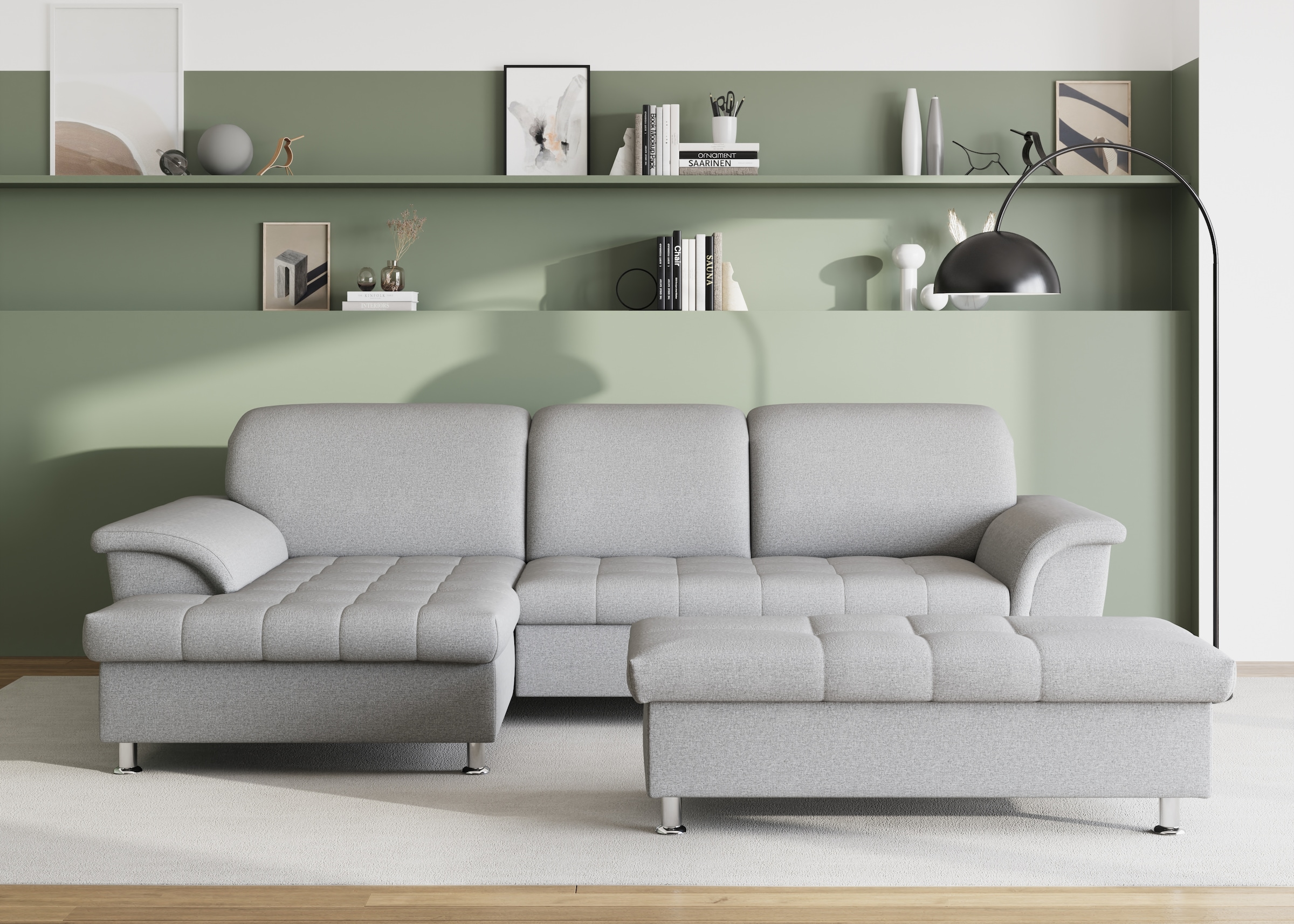 DOMO collection Ecksofa Franzi, wahlweise mit Bettfunktion, Bettkasten und Kopfteilverstellung