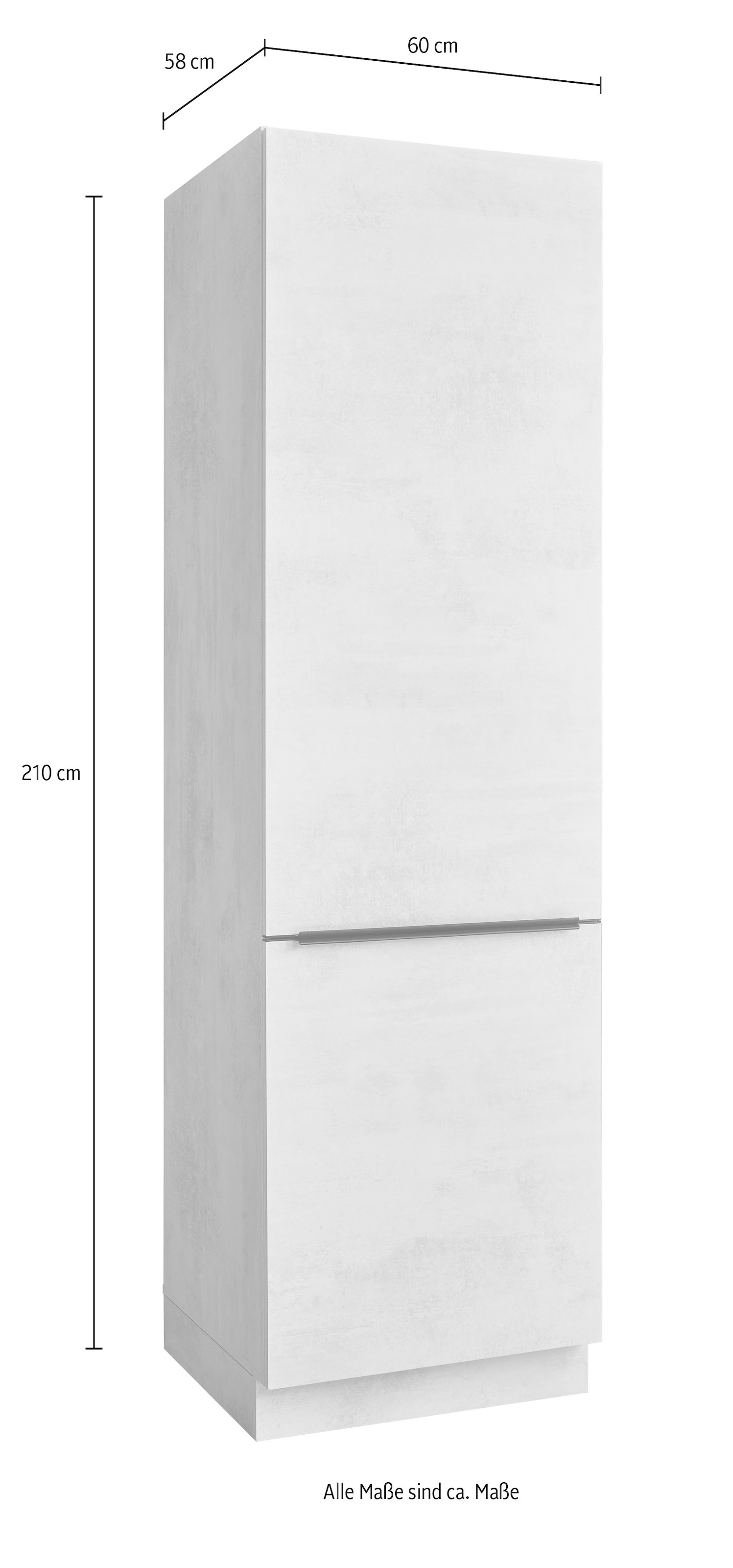 BASIC by Balculina Kühlumbauschrank »Sanibel Küchenschrank, Küchenhochschrank BxHxT 60 x 210 x 58 cm«, (1 St.), Breite 60cm, 2 Türen, 2 Einlegeböden für Kühlschrank 88er oder 178er