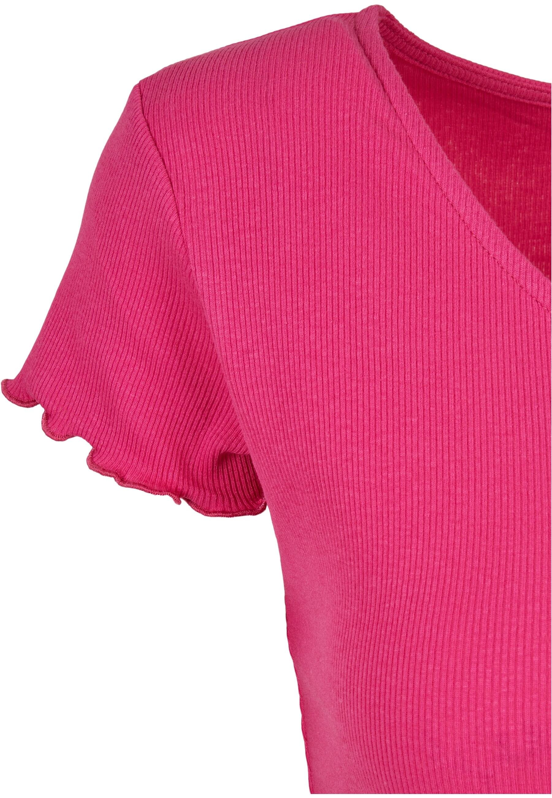 URBAN CLASSICS Kurzarmshirt »Urban Classics Damen Ladies Cropped Button Up Rib Tee«, (1 tlg.)