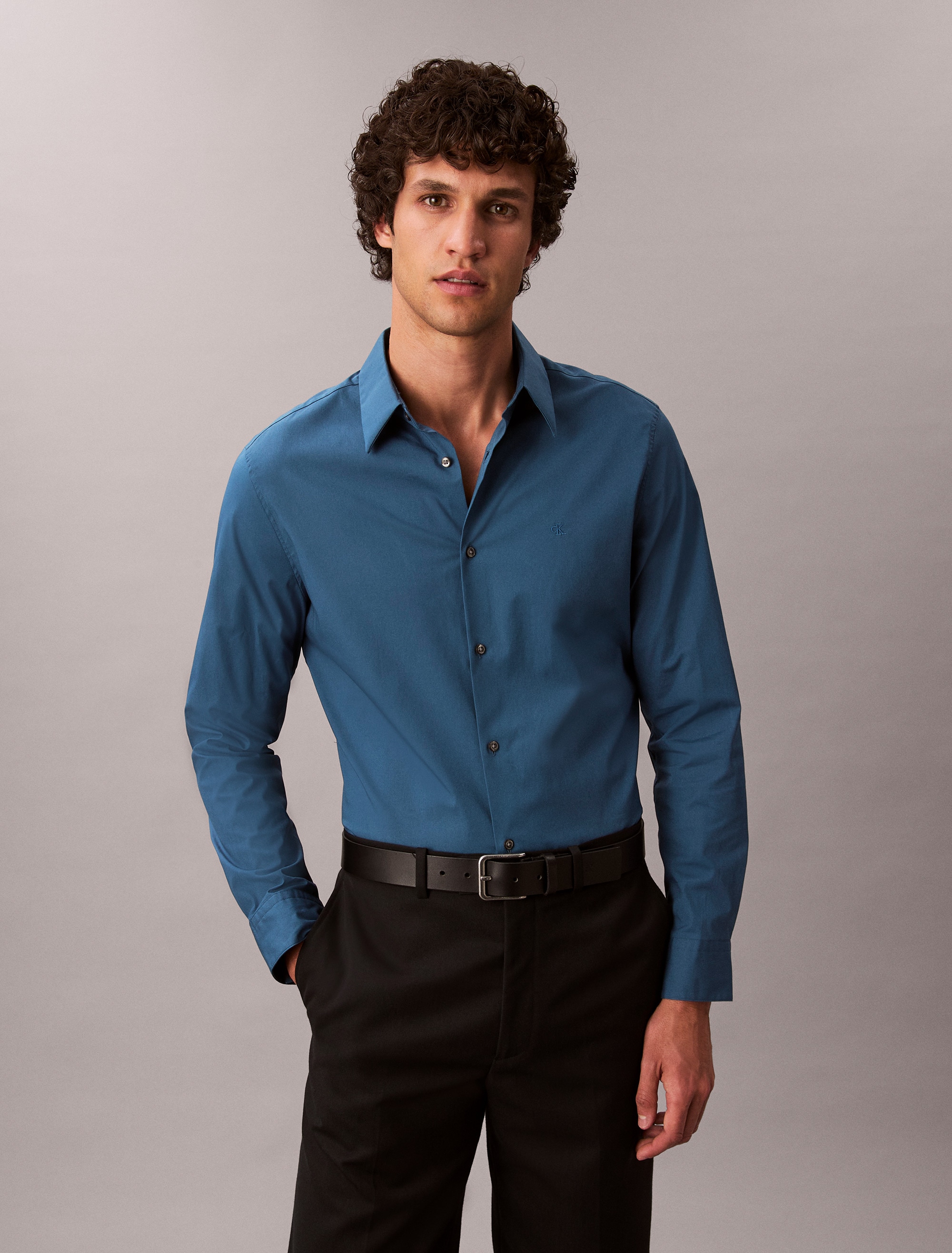 Calvin Klein Langarmhemd "LONG SLEEVE SOLID STRETCH SLIM SHIRT", in Unifarb günstig online kaufen