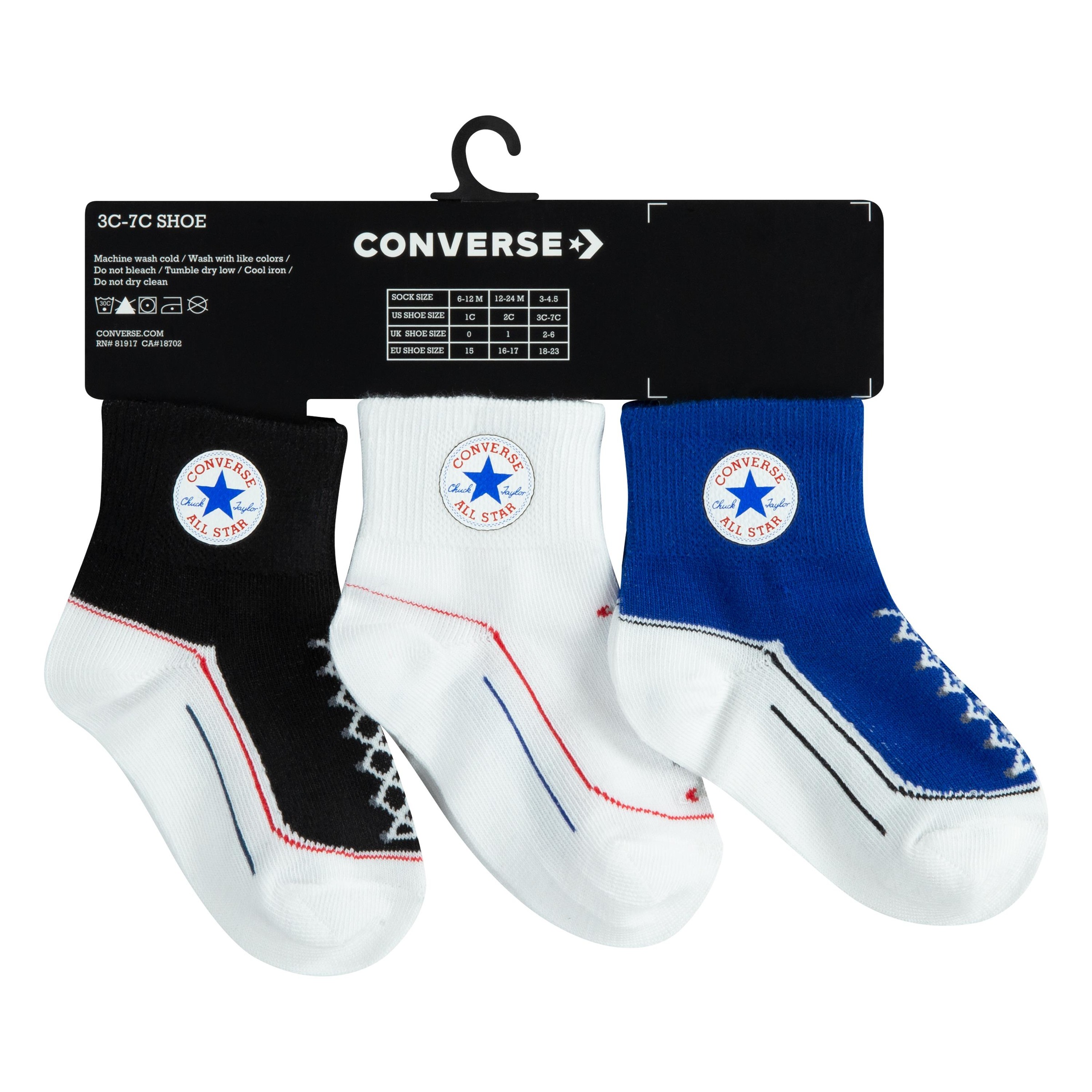 Converse Socken »CHN INFANT STRIATED QTR 3PK« für Babys geeignet, Mehrpack mit 3 Paar Socken