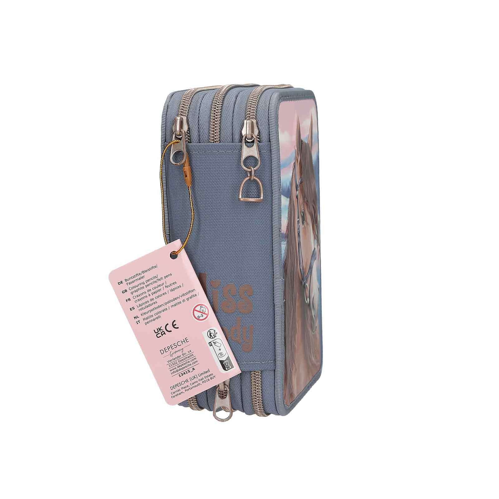 Depesche Buntstift »3-Fach Federtasche mit 3D-Effekt Miss Melody 20 x 13 x 7,5 cm rauchblau«