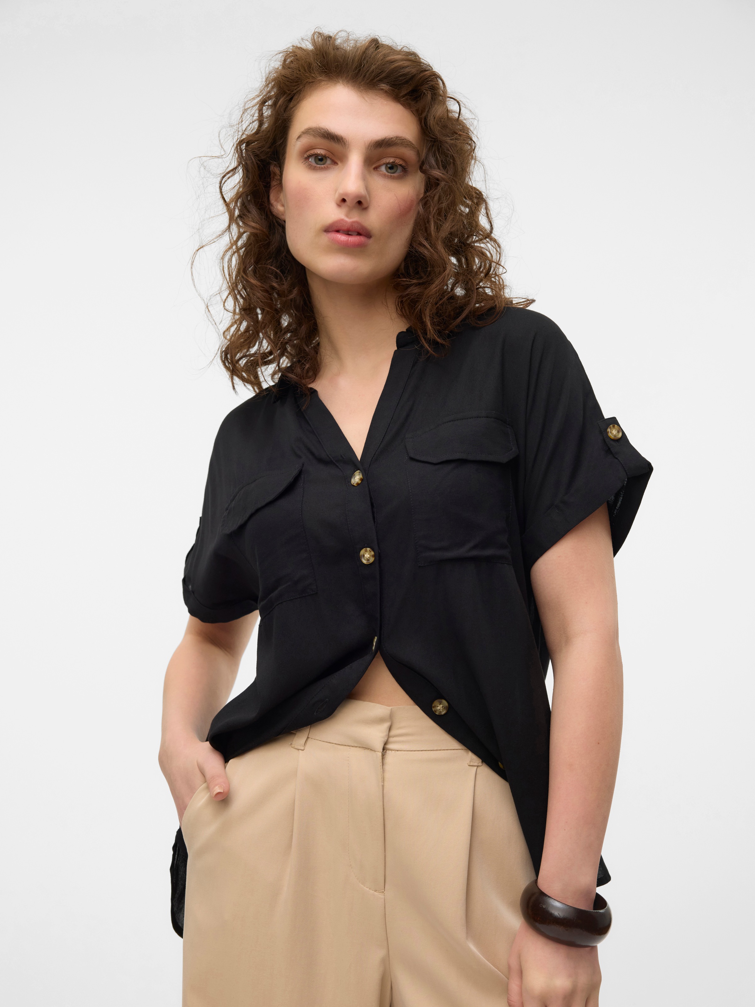 Thumbnail - Vero Moda Kurzarmbluse "VMBUMPY S/S SHIRT WVN GA NOOS" Viskose, regular fit