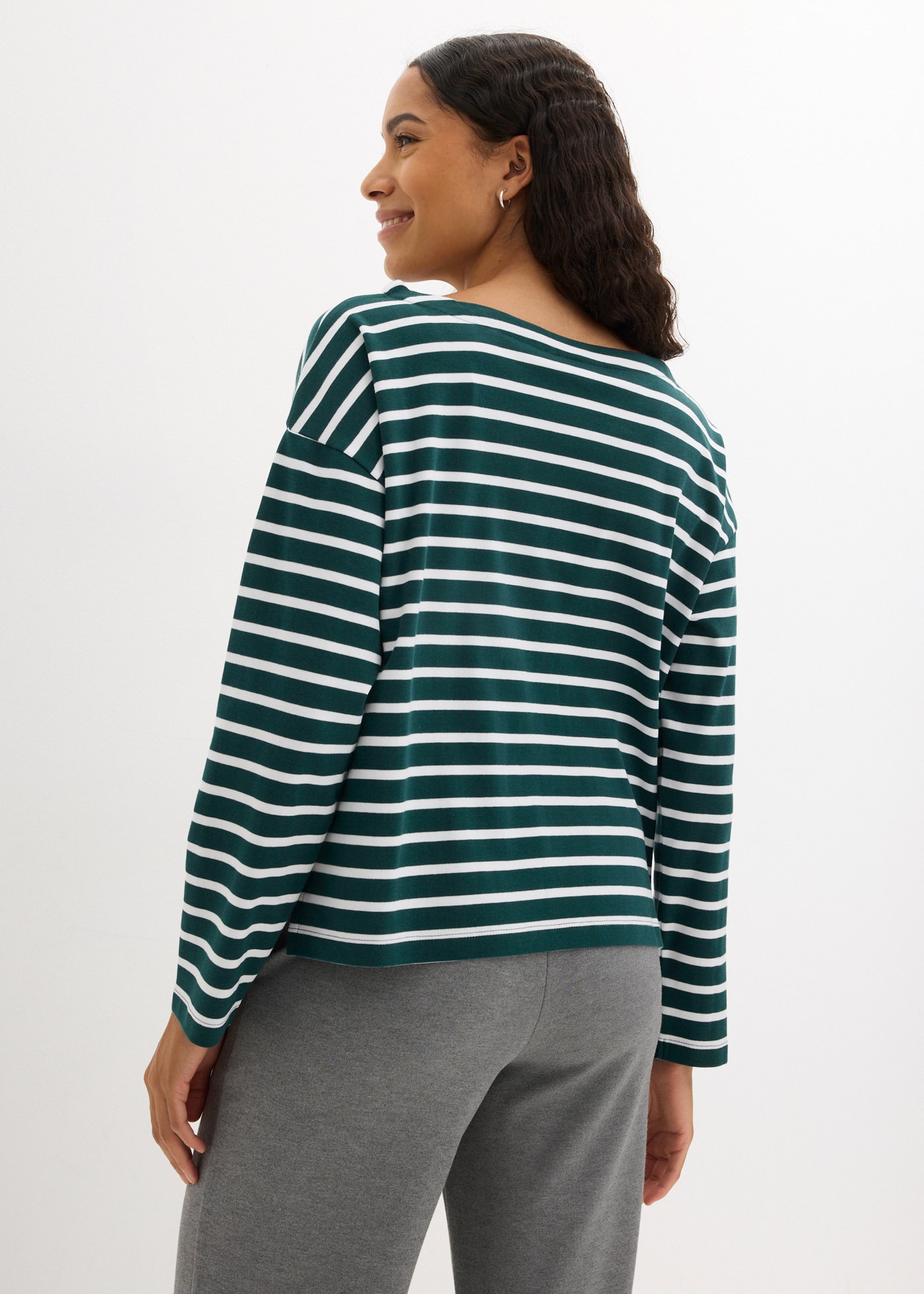 bonprix Langarmshirt, 2 Stk. Langarmshirt aus reiner Baumwolle, (2er Pack)
